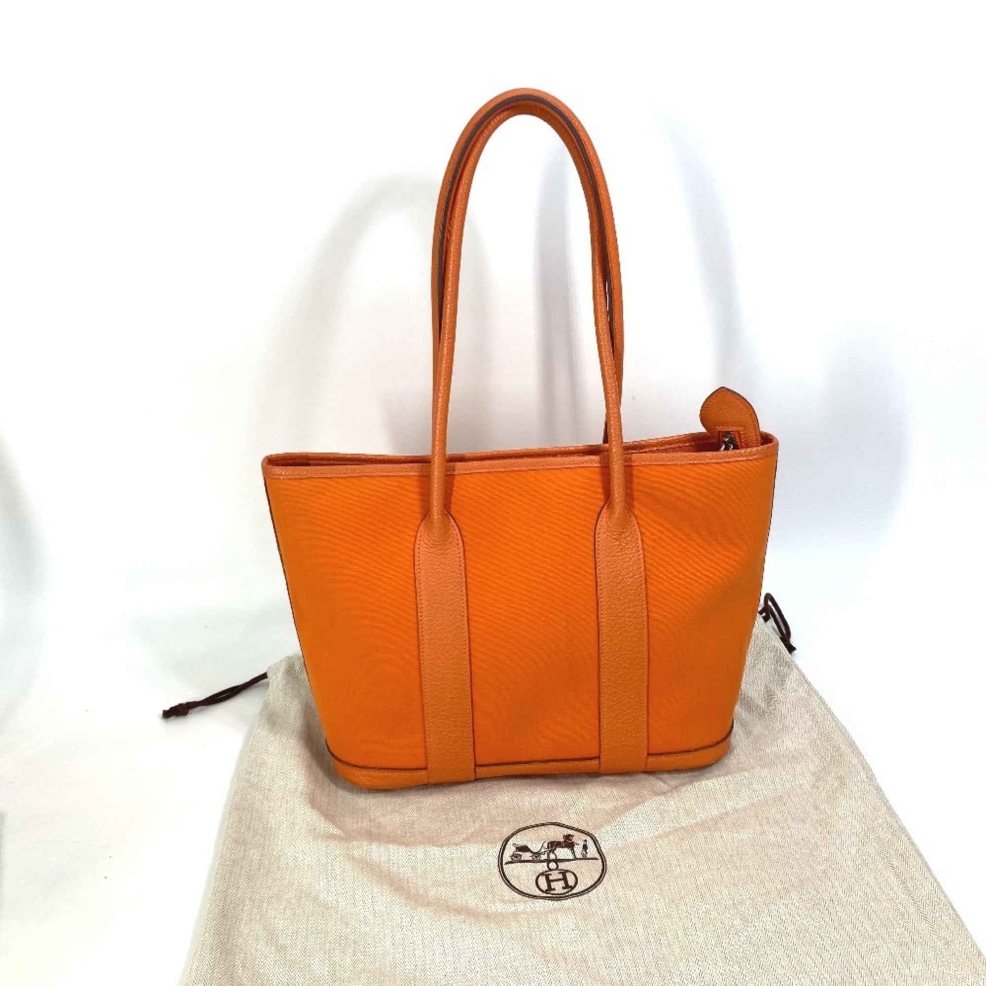 Hermes Orange Toile Officier Shoulder Bag Tote Bag (Pre-Owned)
