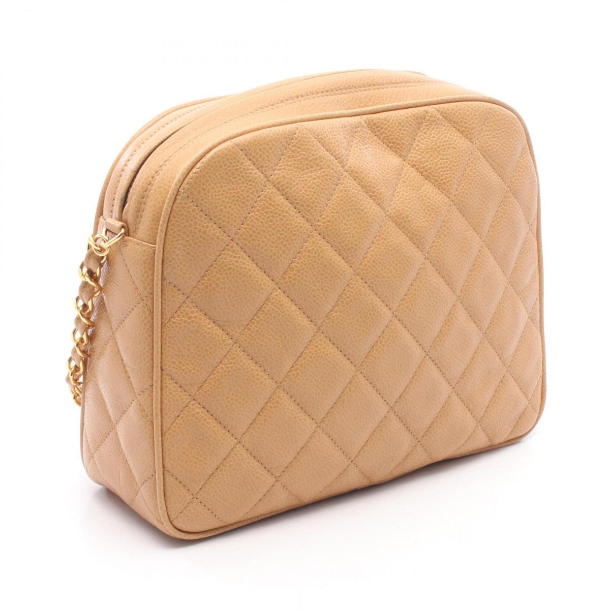 Chanel Beige Grained Calfskin Handbag Shoulder Bag (Pre-Owned)