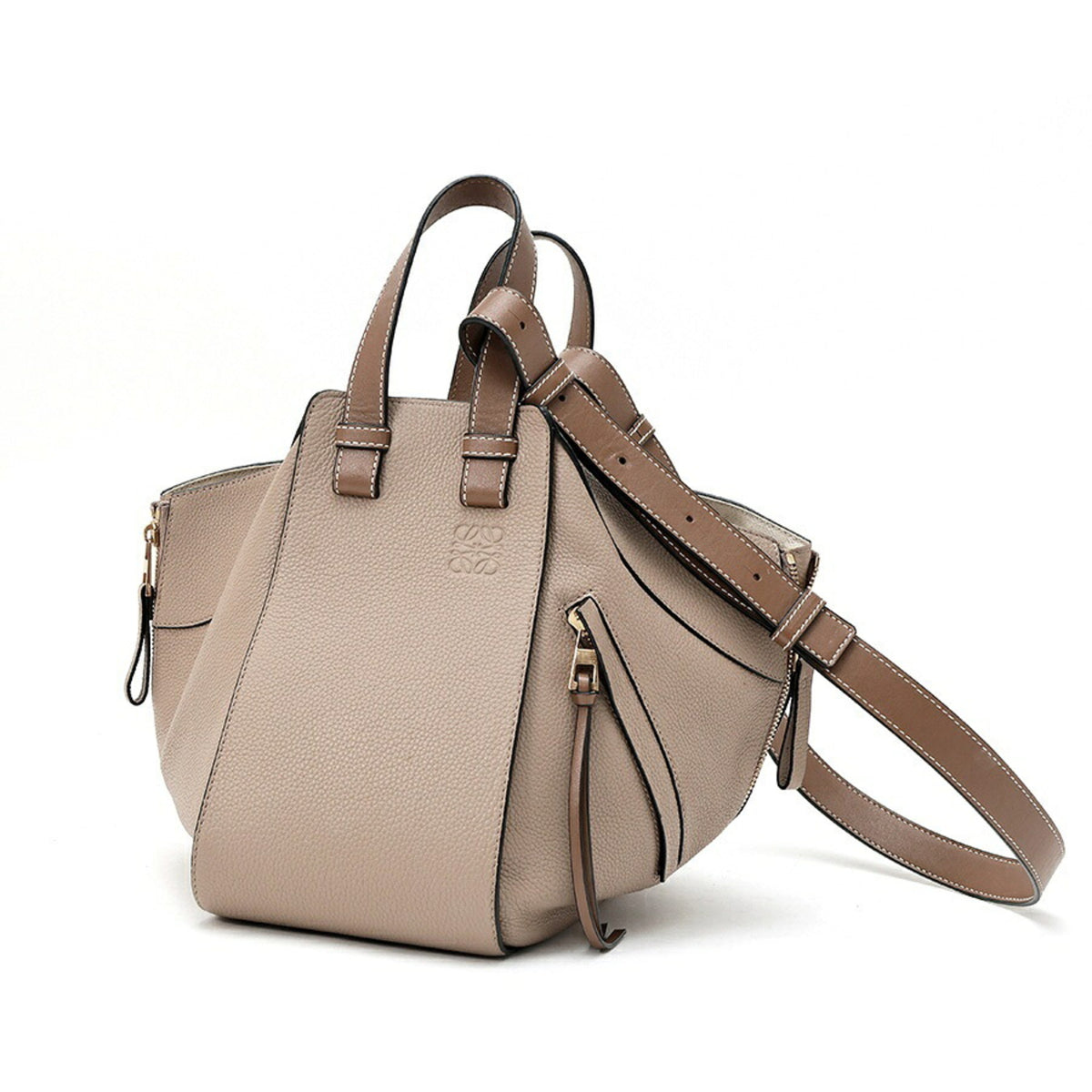 Loewe Grayish Sand Leather Shoulder Bag (Pre-Owned)