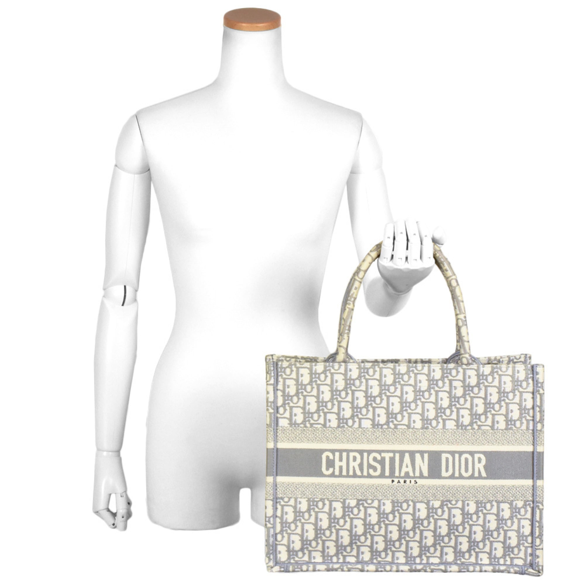 Christian Dior Gray Canvas Handbag Tote Bag (Pre-Owned)