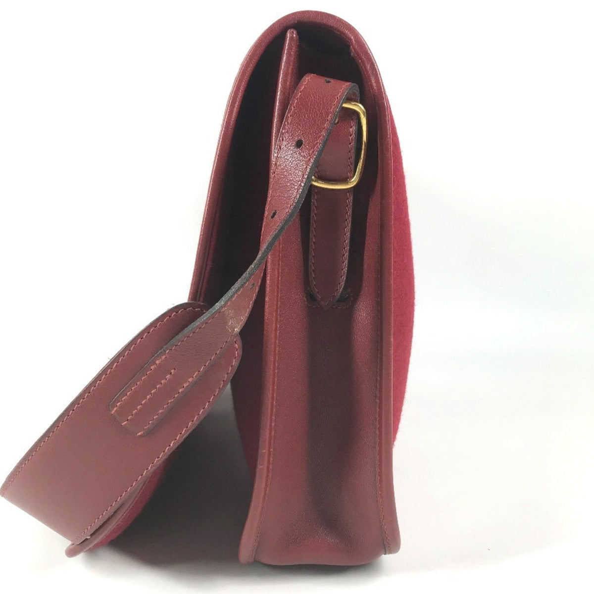 Hermes Red Color Felt Leather Shoulder Bag (Pre-Owned)