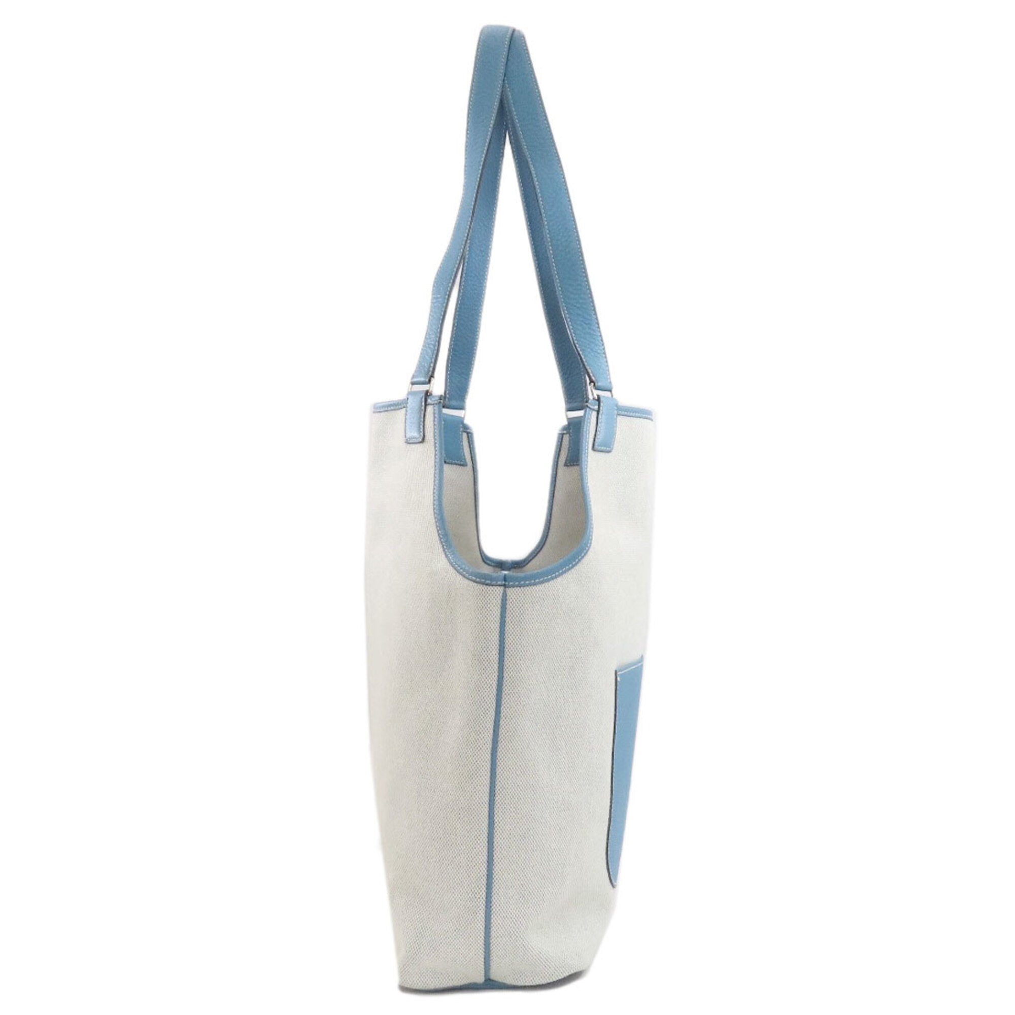 Hermes Light Blue Toile H Leather Tote Bag (Pre-Owned)