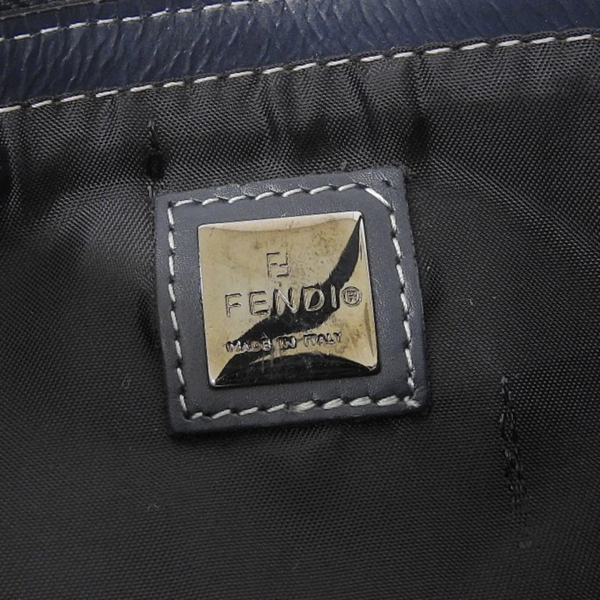 Fendi Navy Canvas Leather Pouch (Pre-Owned)