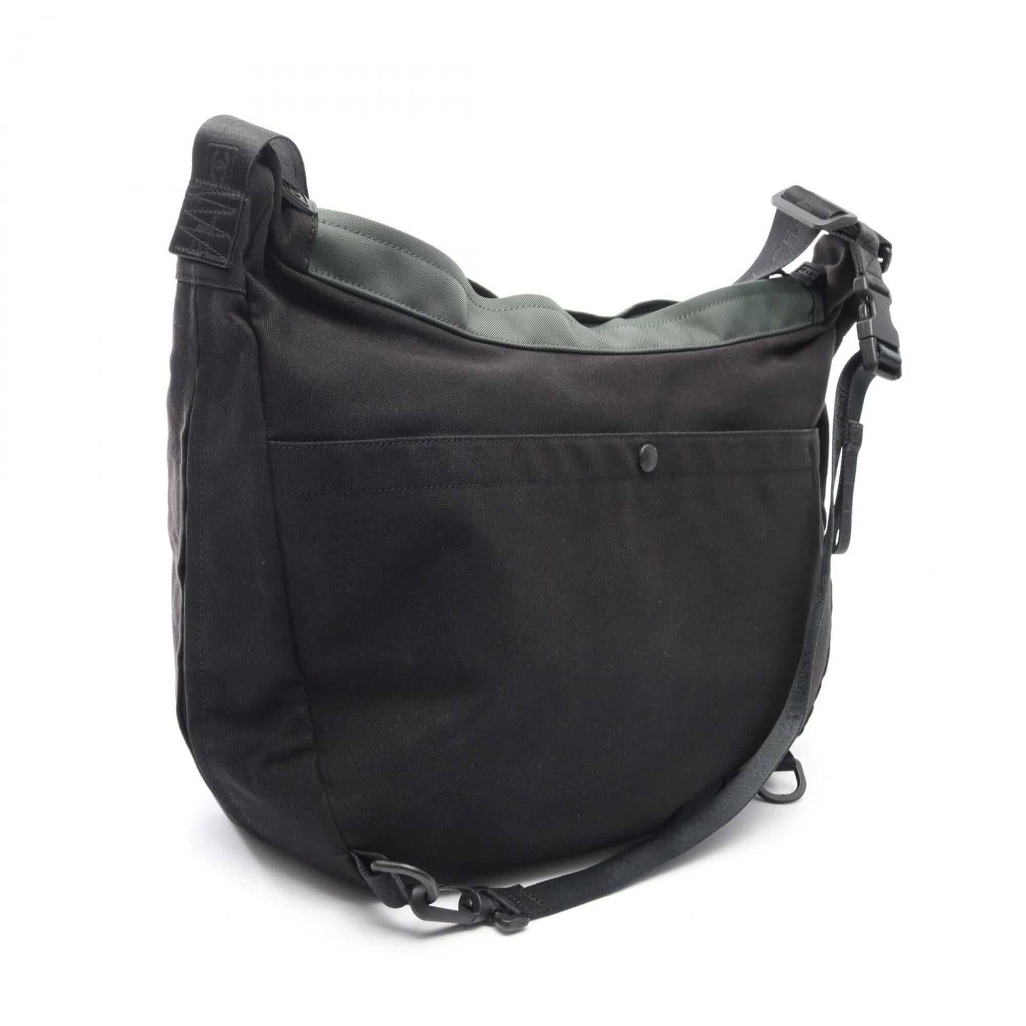 Chanel Black Green Canvas Handbag Messenger Bag Shoulder Bag (Pre-Owned)