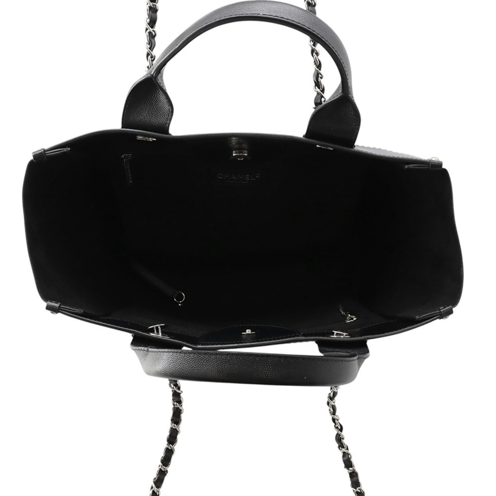 Chanel Black Grained Calfskin Handbag Shopping Bag Tote Bag (Pre-Owned)