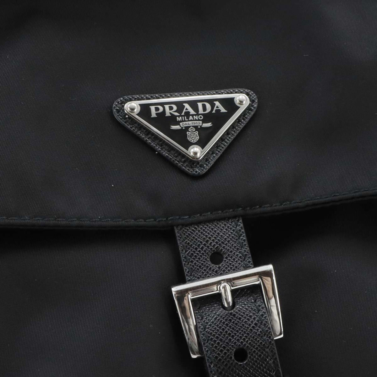 Prada Nero Nylon Saffiano Triangle Leather Shoulder Bag (Pre-Owned)
