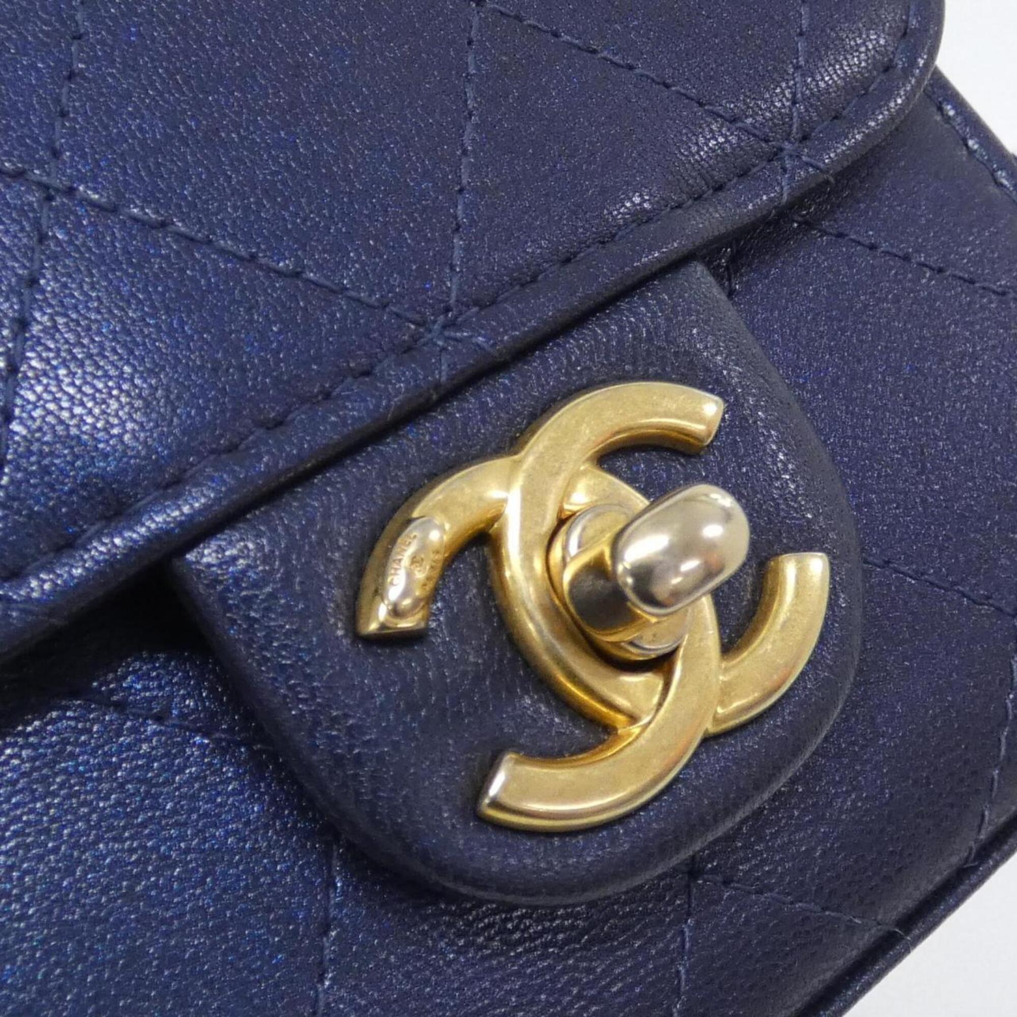 Chanel Navy Leather Shoulder Bag (Pre-Owned)