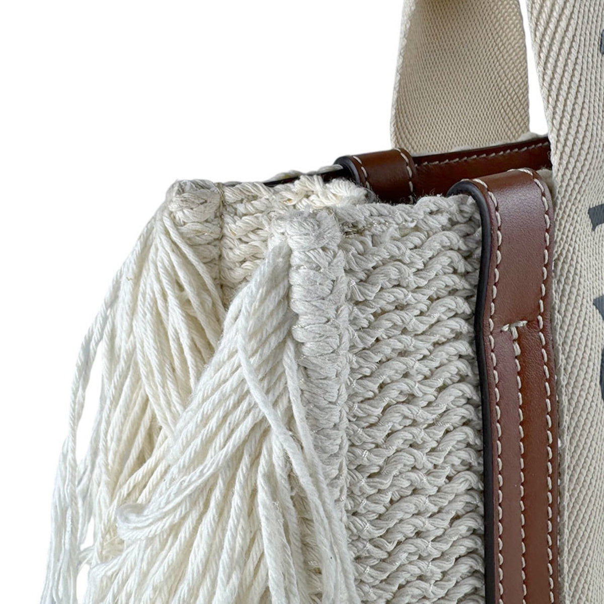 Chloé Brown Ivory Cotton Leather Handbag Shoulder Bag (Pre-Owned)