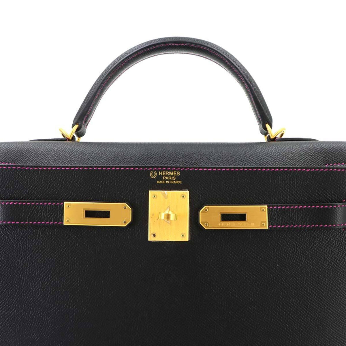 Hermes Black Pink Epsom Leather Handbag (Pre-Owned)