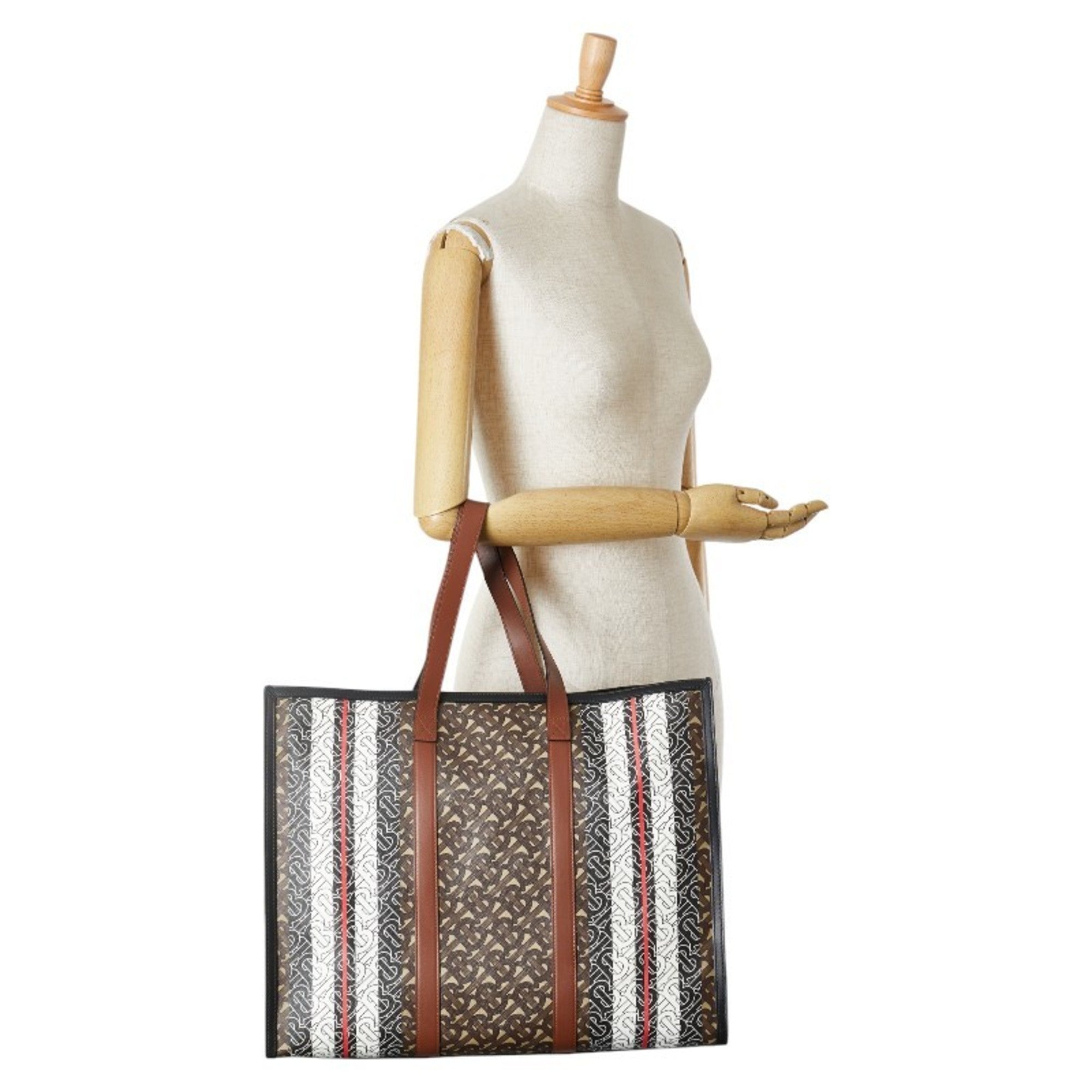 Burberry Brown Multi-Color White Pvc Leather Tote Bag (Pre-Owned)