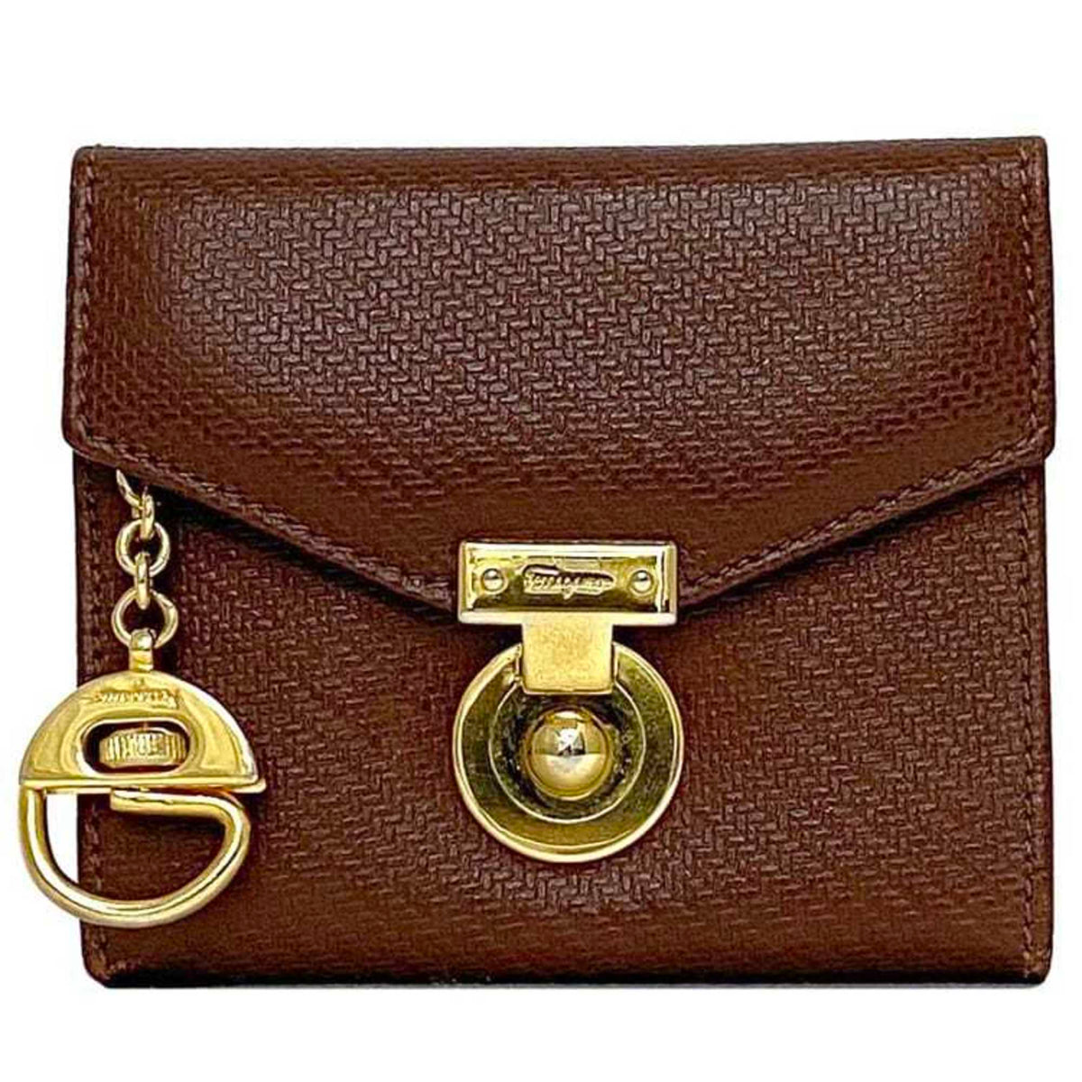 Salvatore Ferragamo Brown Leather Coin Purse/Coin Case (Pre-Owned)