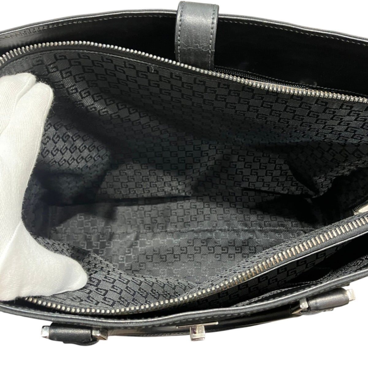 Gucci Black Canvas Briefcase Handbag (Pre-Owned)