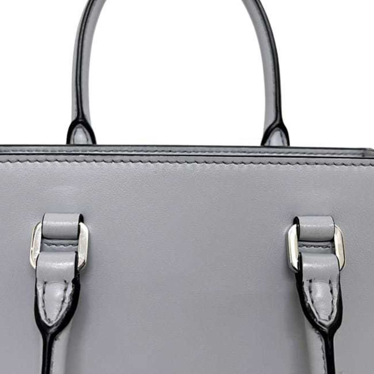 Prada Gray Leather Shoulder Bag (Pre-Owned)