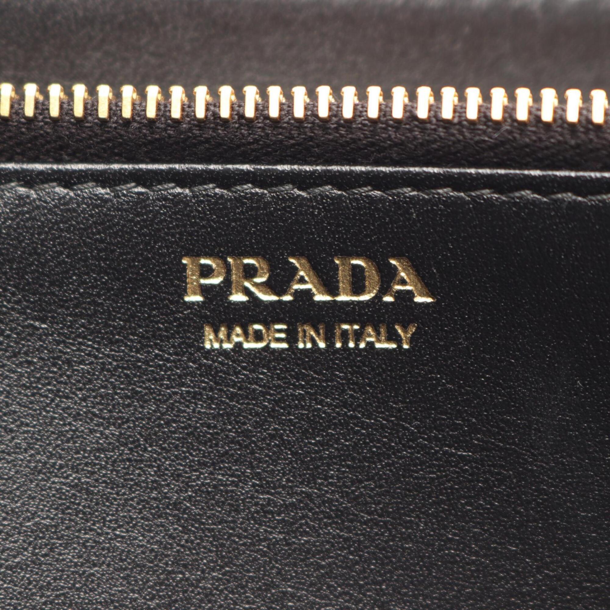 Prada Black Leather Long Wallet (Bi-Fold) (Pre-Owned)