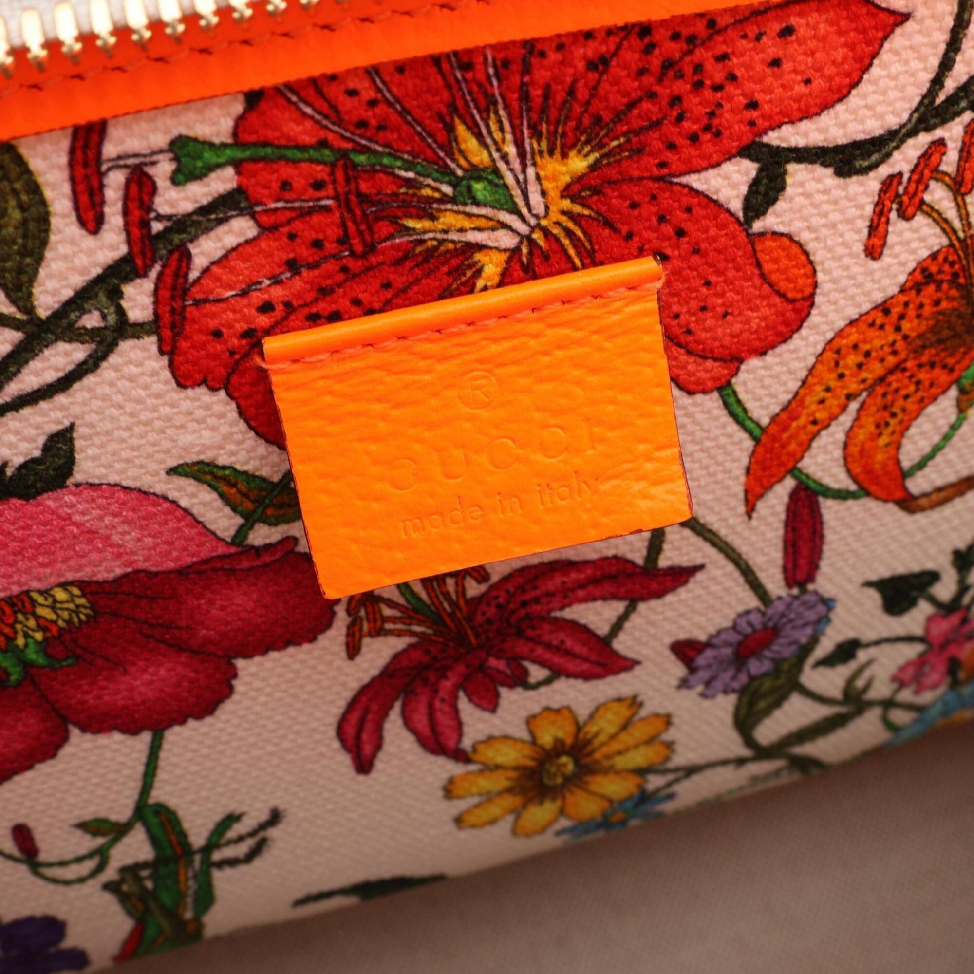 Gucci Flora Ivory Multi-Color Orange Canvas Handbag (Pre-Owned)