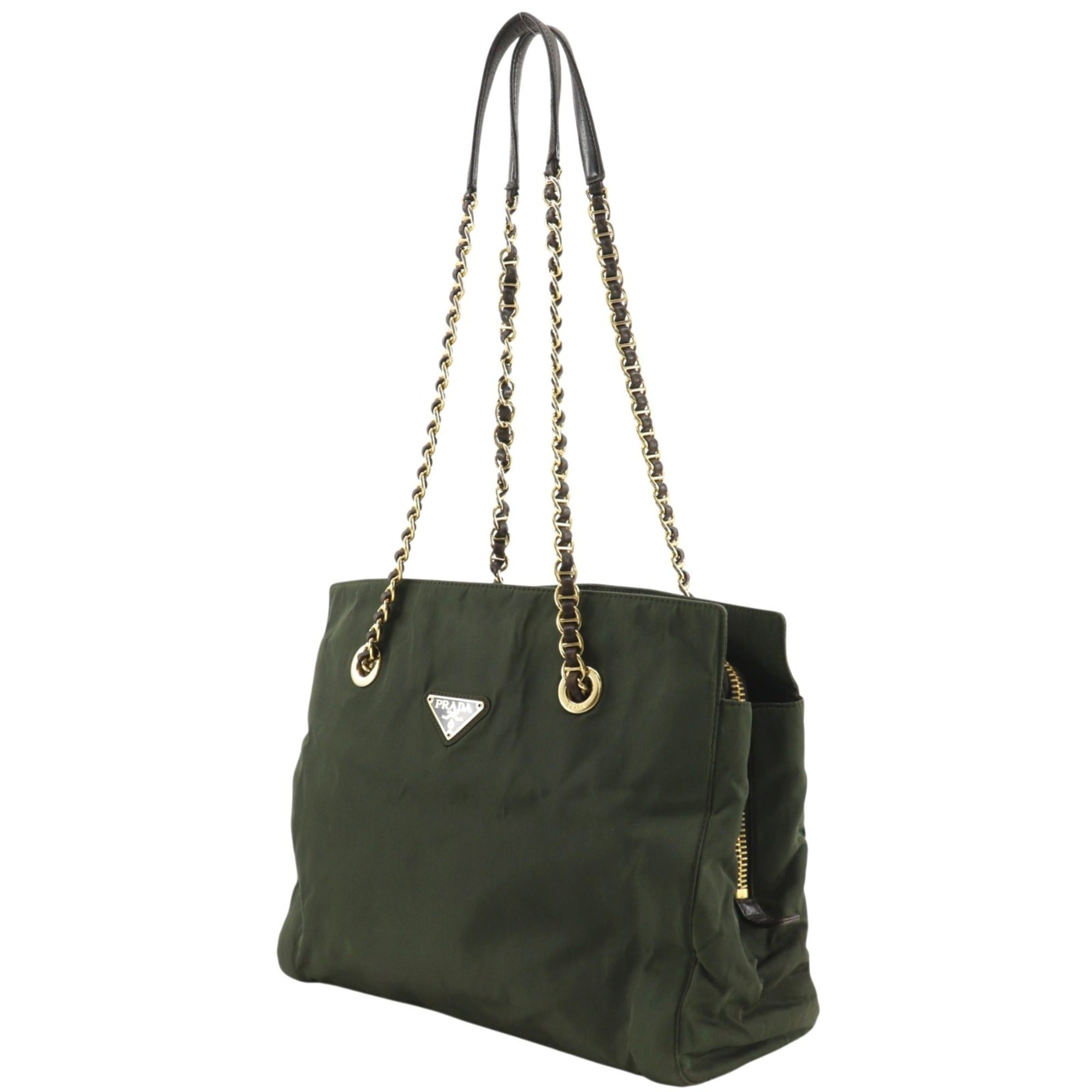 Prada Khaki Nylon Tote Bag (Pre-Owned)