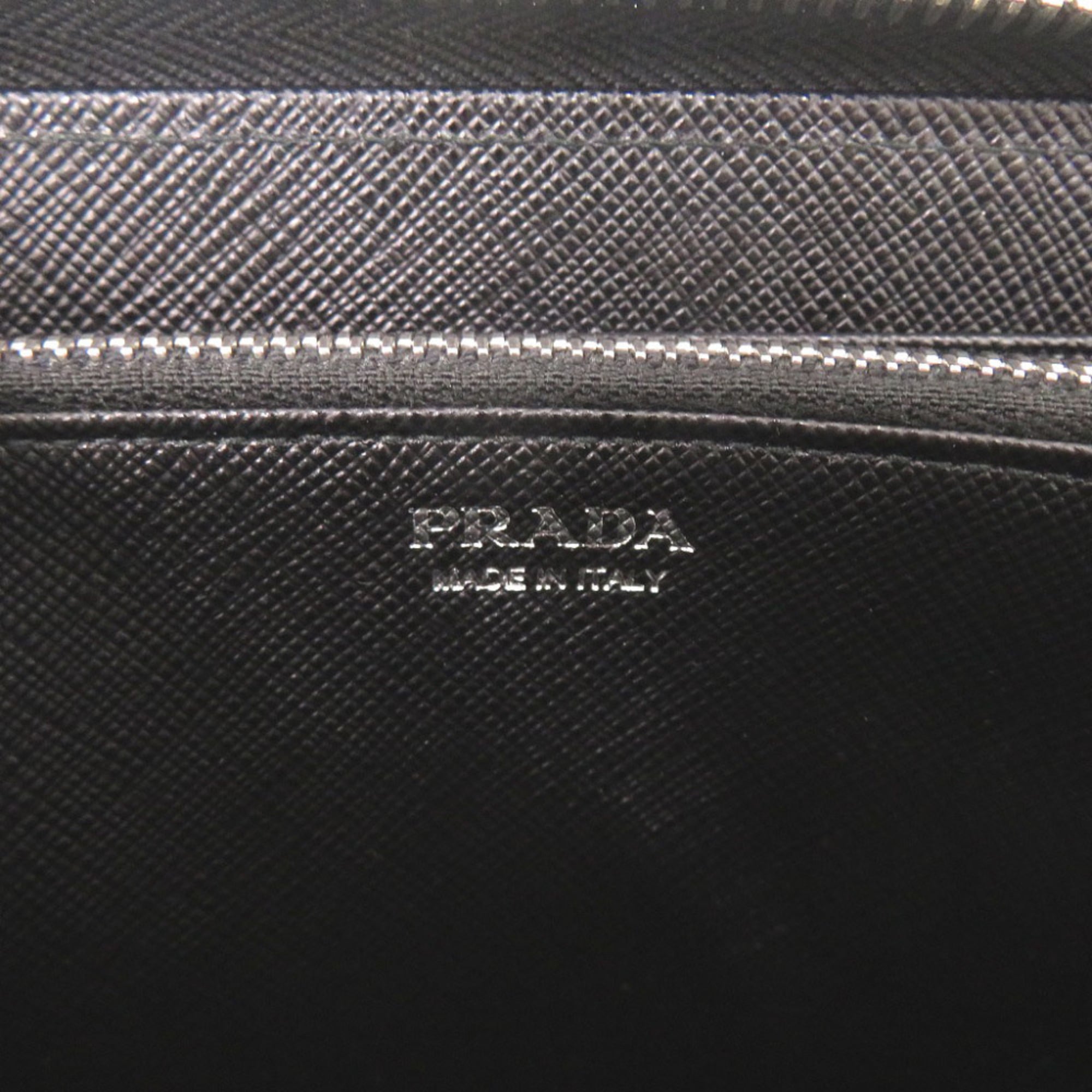 Prada Black Multi-Color Nylon Leather Saffiano Long Wallet (Bi-Fold) (Pre-Owned)
