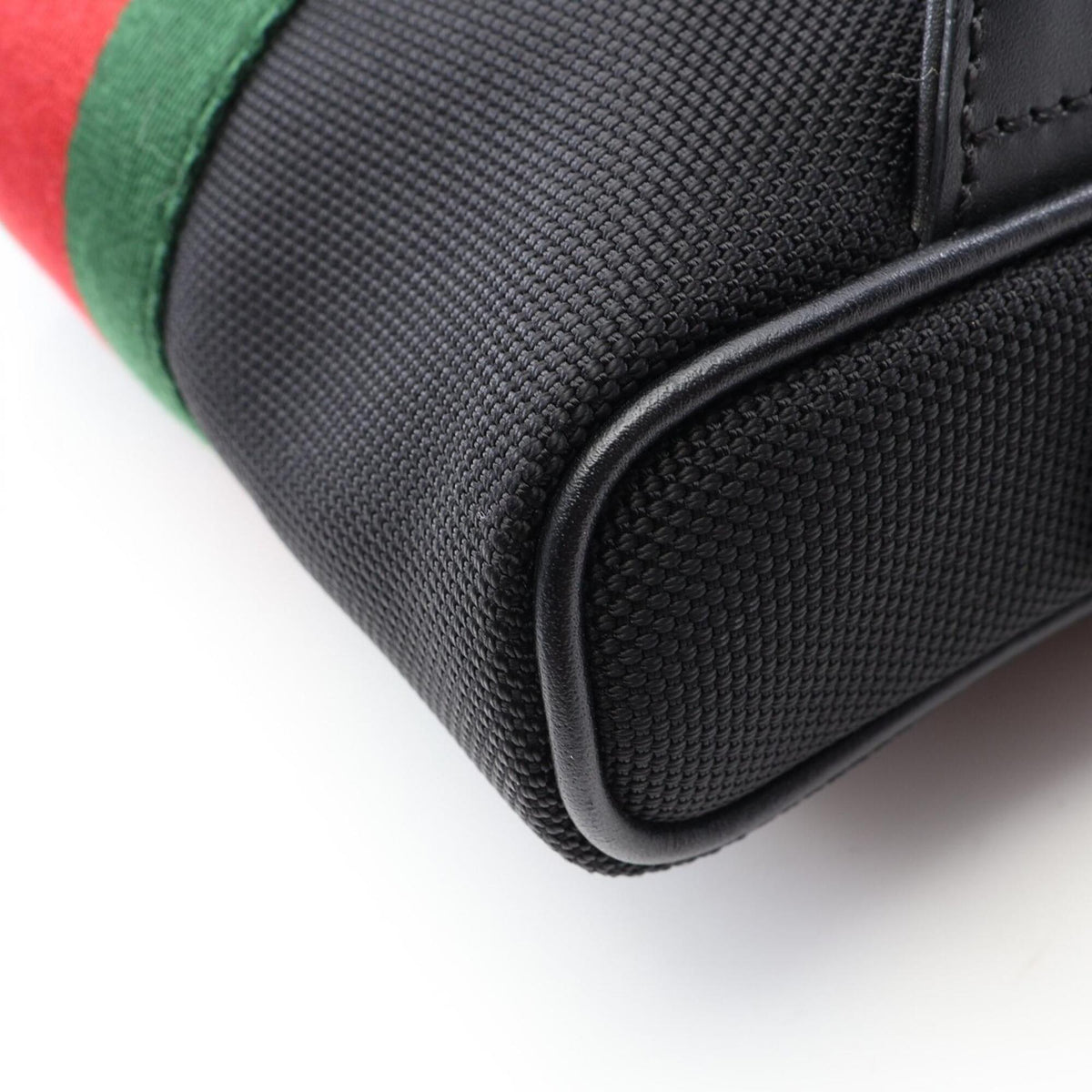 Gucci Black Green Red Color Canvas Leather Fanny Pack Handbag (Pre-Owned)