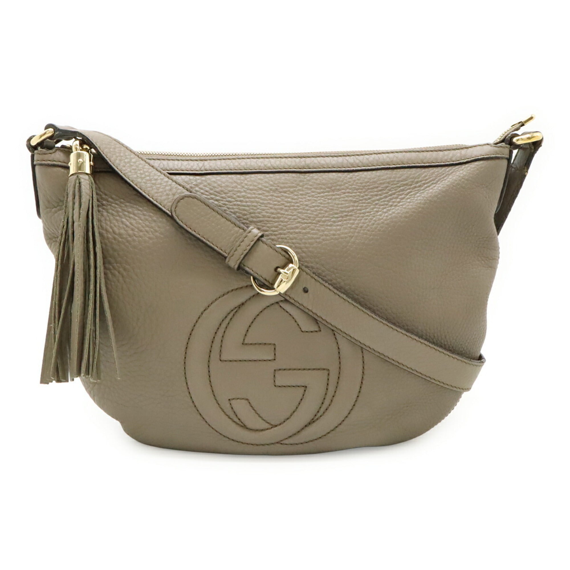 Gucci Soho Grayish Leather Shoulder Bag (Pre-Owned)