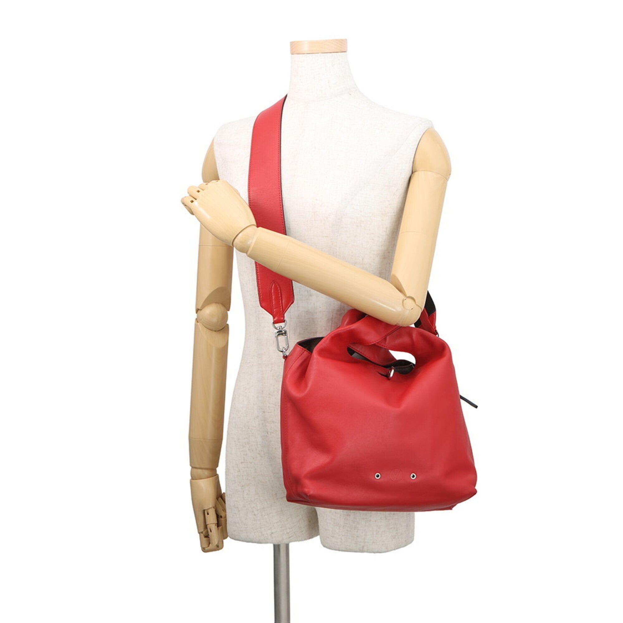 Louis Vuitton Monogram Red Color Monogram Leather Shoulder Bag Tote Bag (Pre-Owned)