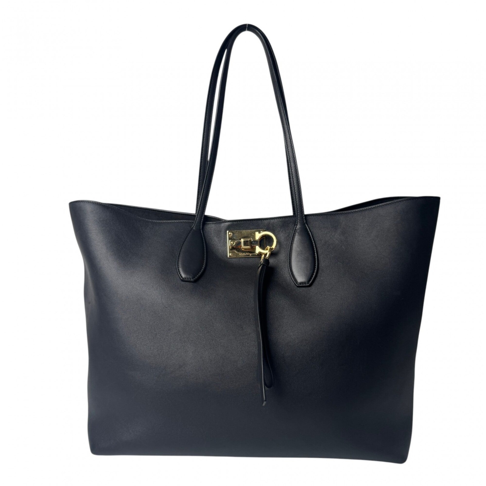 Salvatore Ferragamo Black Leather Tote Bag (Pre-Owned)