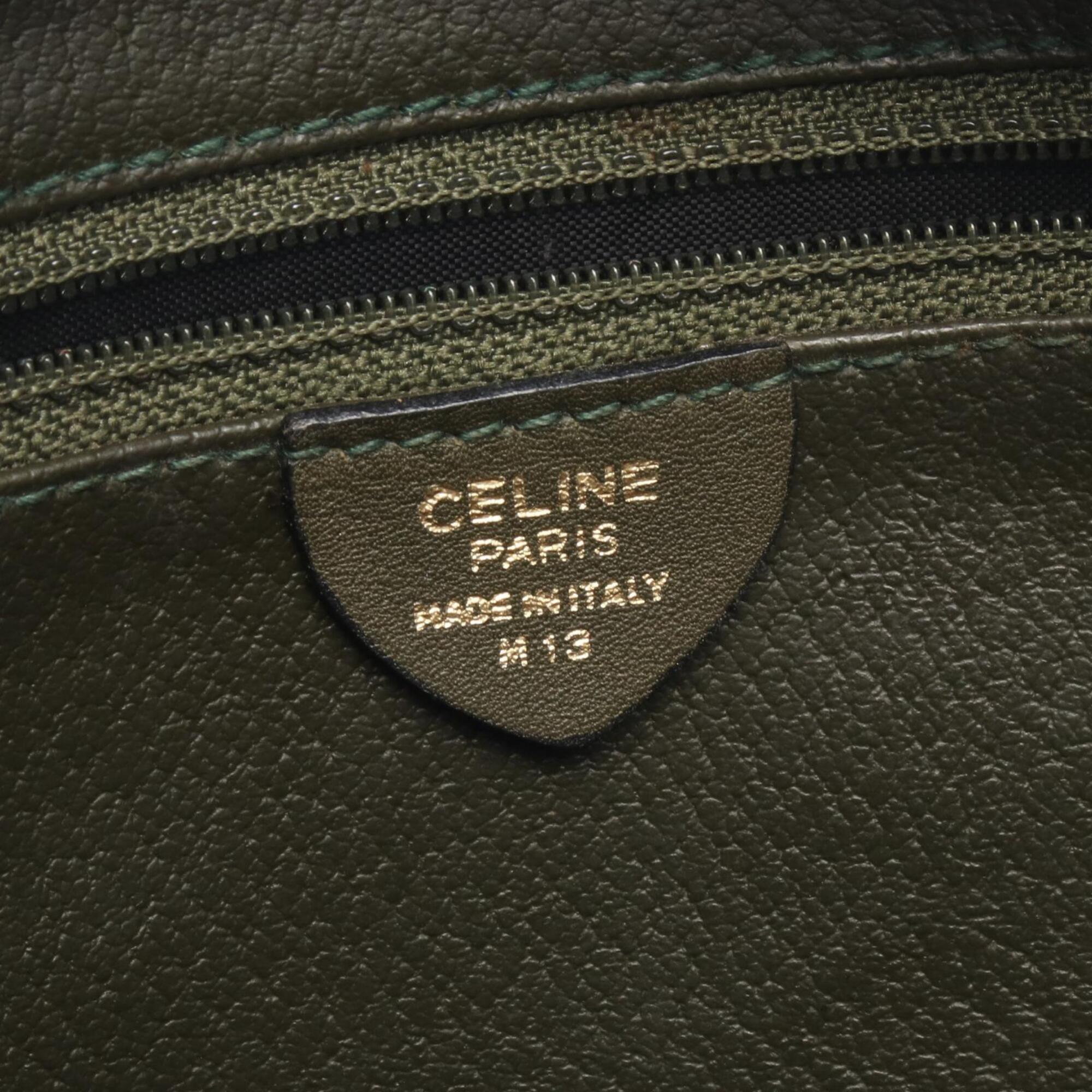 Celine Khaki Leather Handbag Shoulder Bag (Pre-Owned)