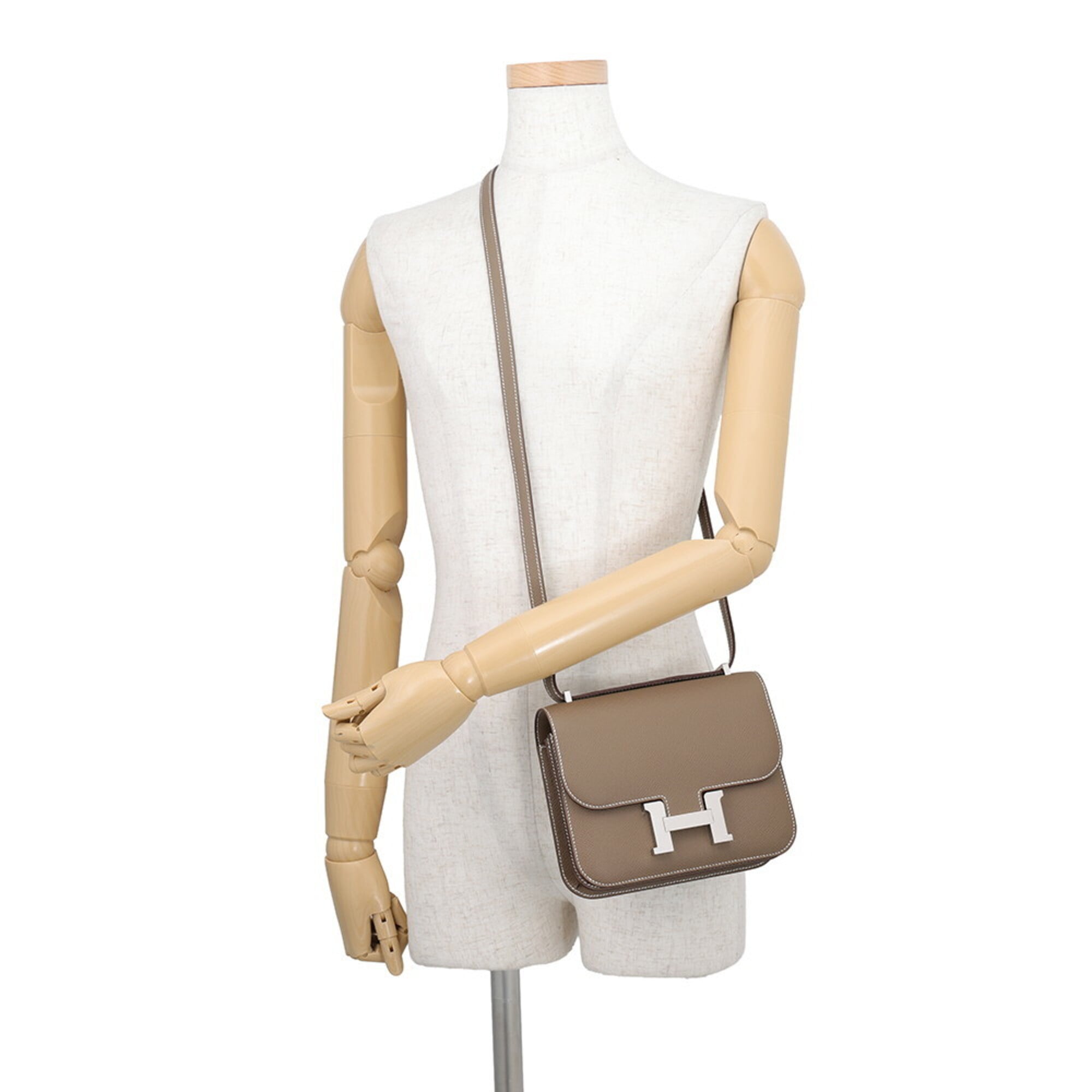 Hermes Etoupe Gray Epsom Leather Shoulder Bag