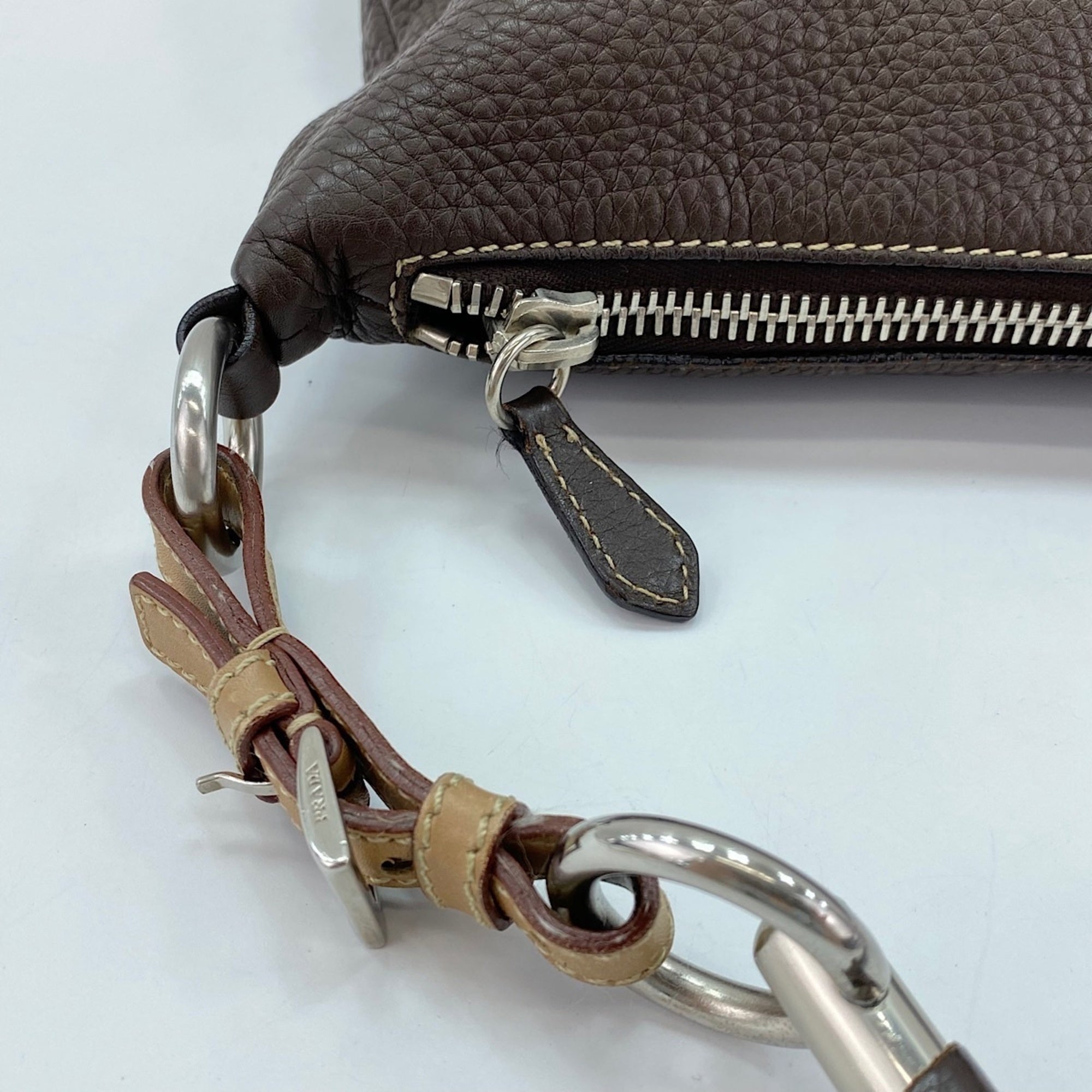 Prada Brown Leather Shoulder Bag (Pre-Owned)