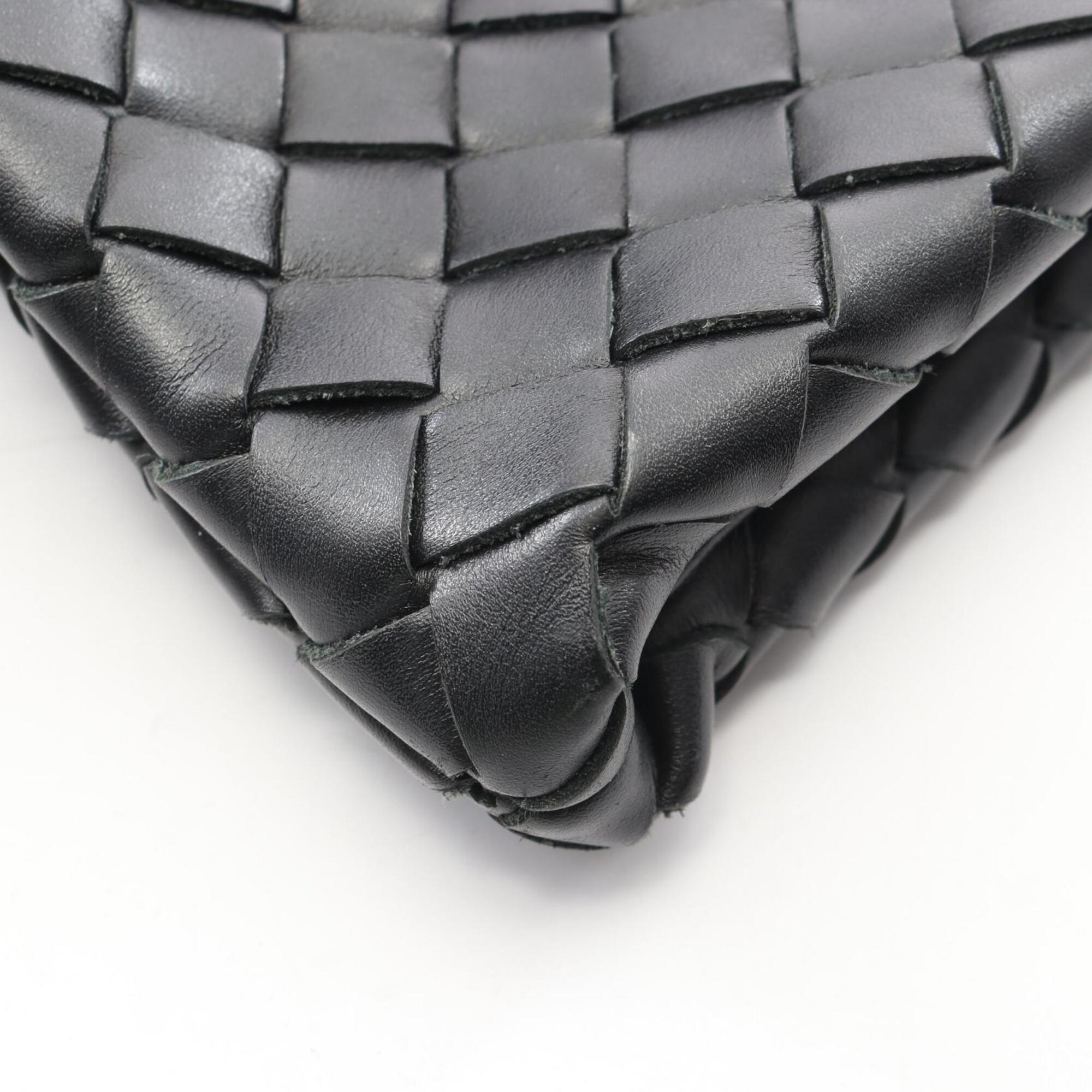 Bottega Veneta Black Leather Handbag Shoulder Bag (Pre-Owned)
