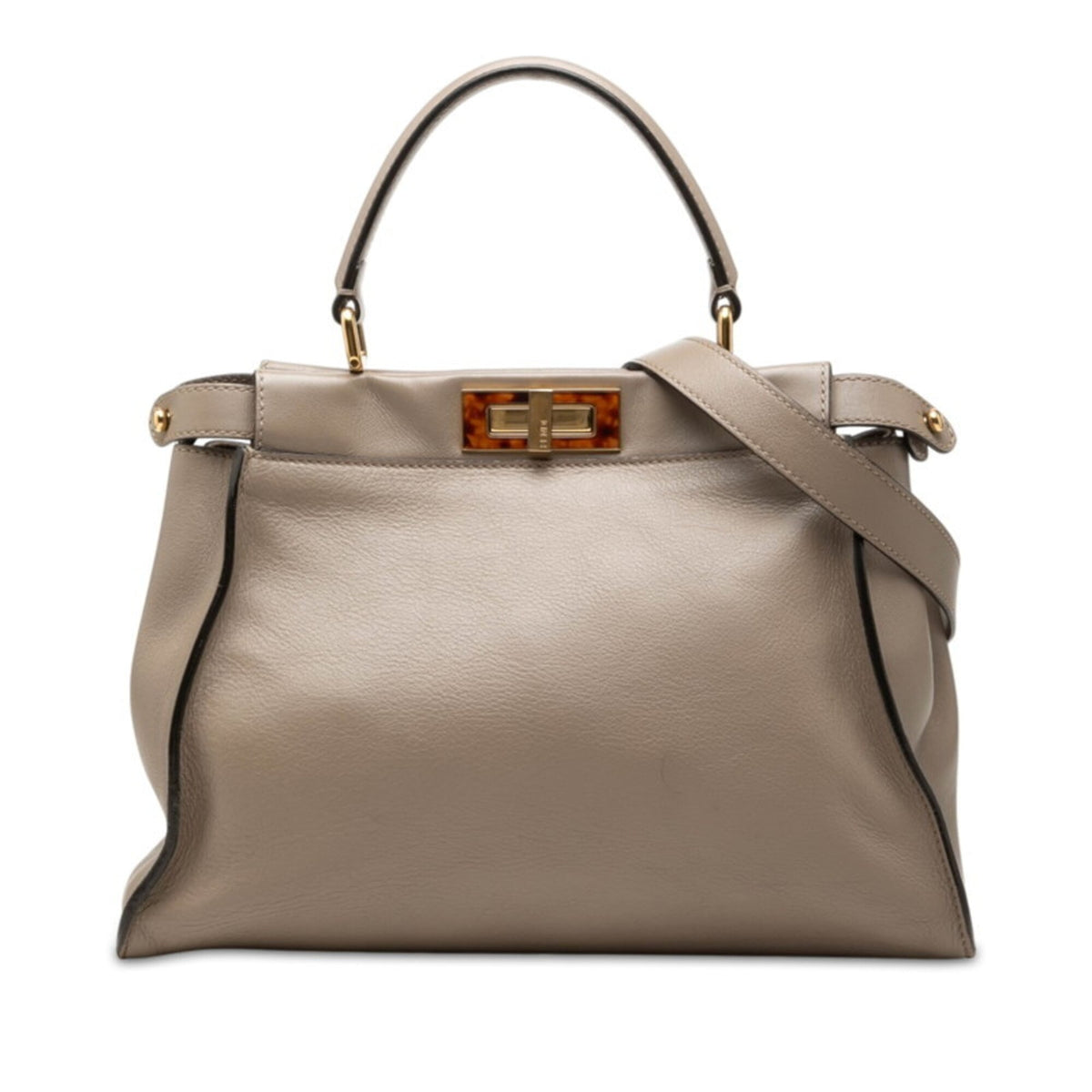 Fendi Beige Leather Handbag Shoulder Bag (Pre-Owned)