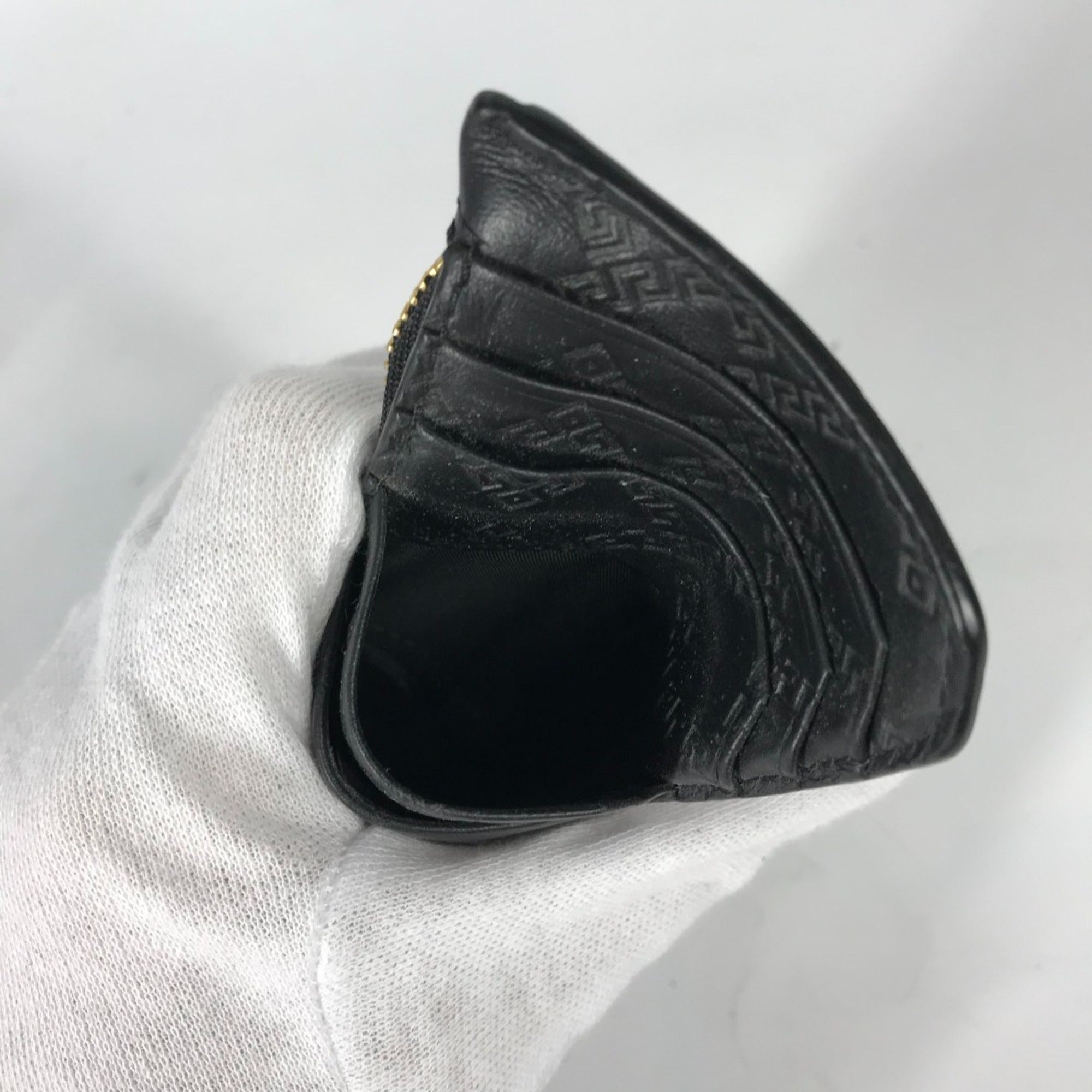Versace Black Leather Long Wallet (Bi-Fold) (Pre-Owned)
