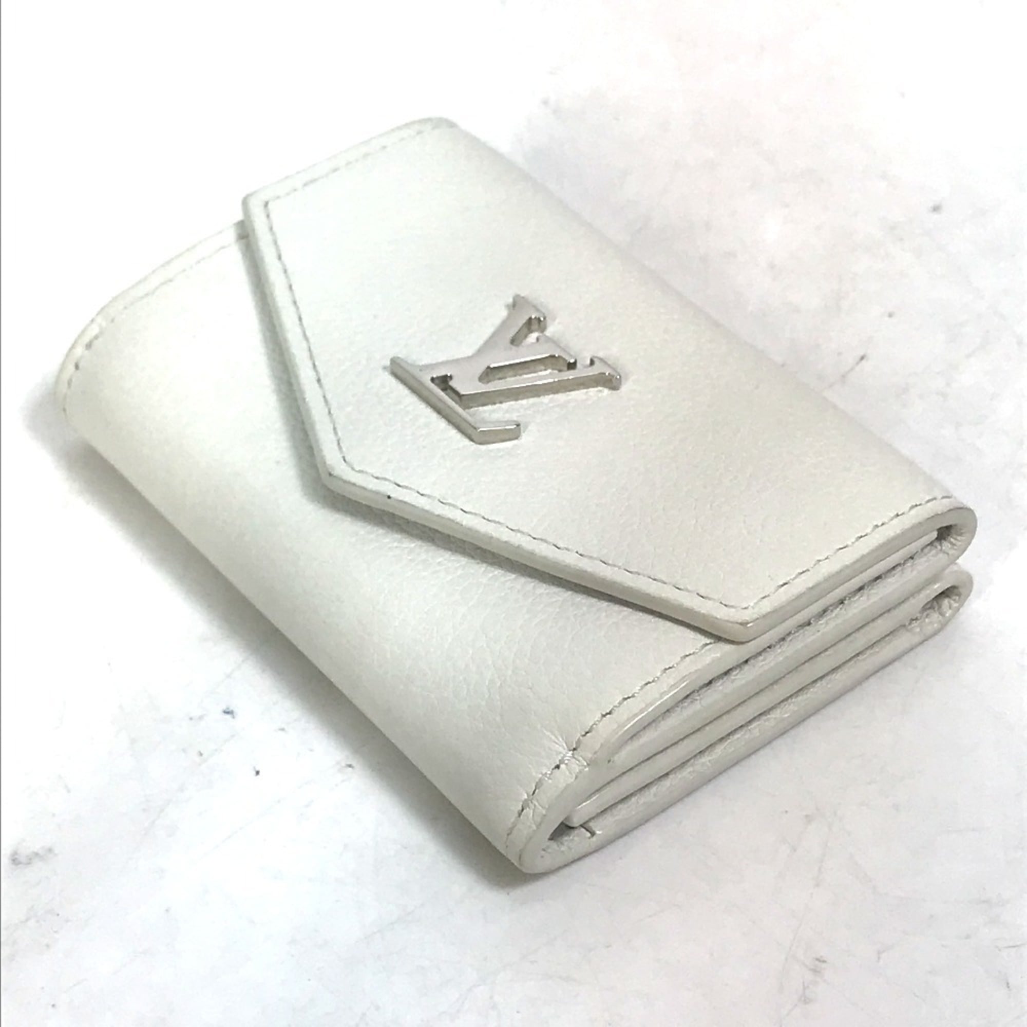 Louis Vuitton White Leather Wallet (Tri-Fold) (Pre-Owned)