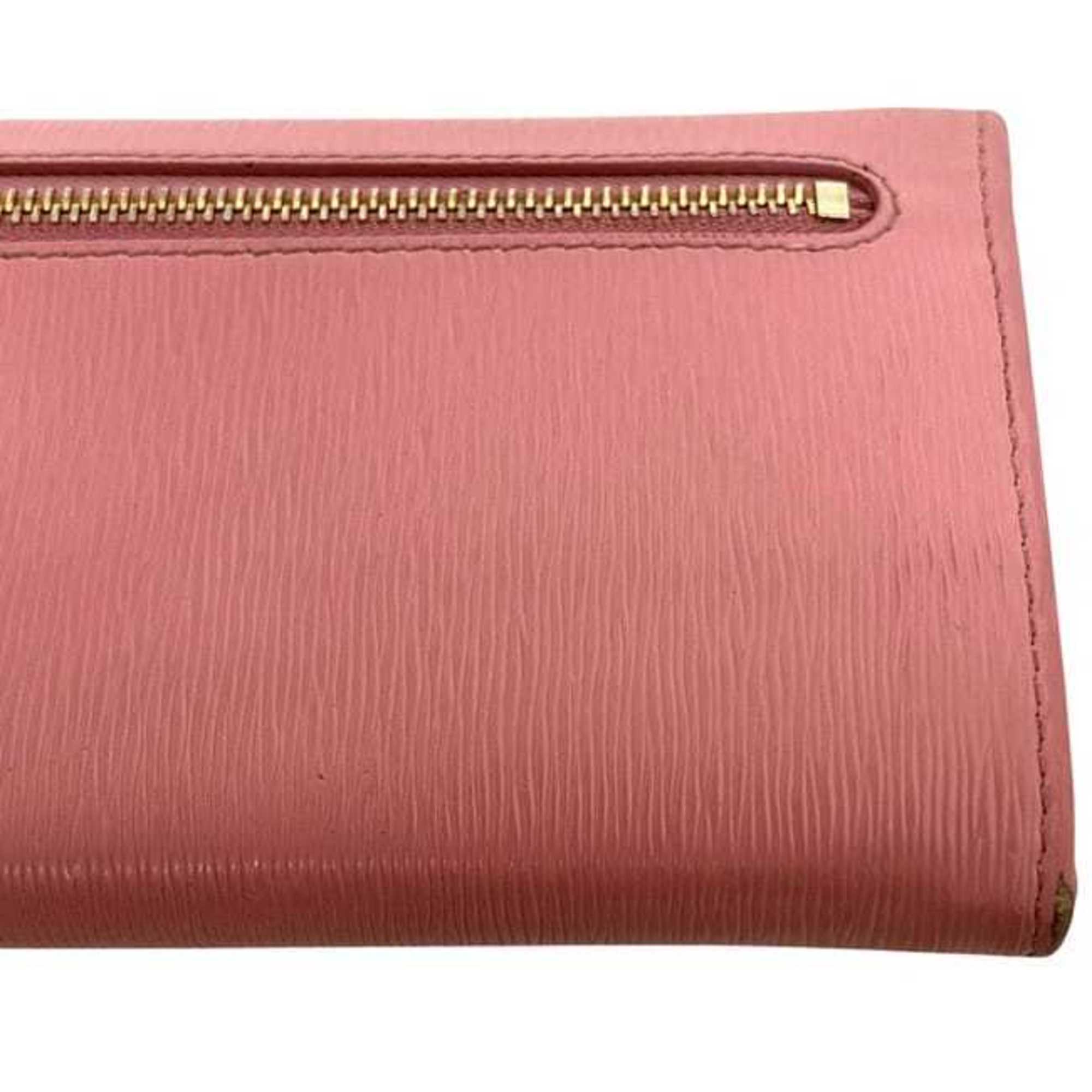 Prada Pink Leather Long Wallet (Bi-Fold) (Pre-Owned)
