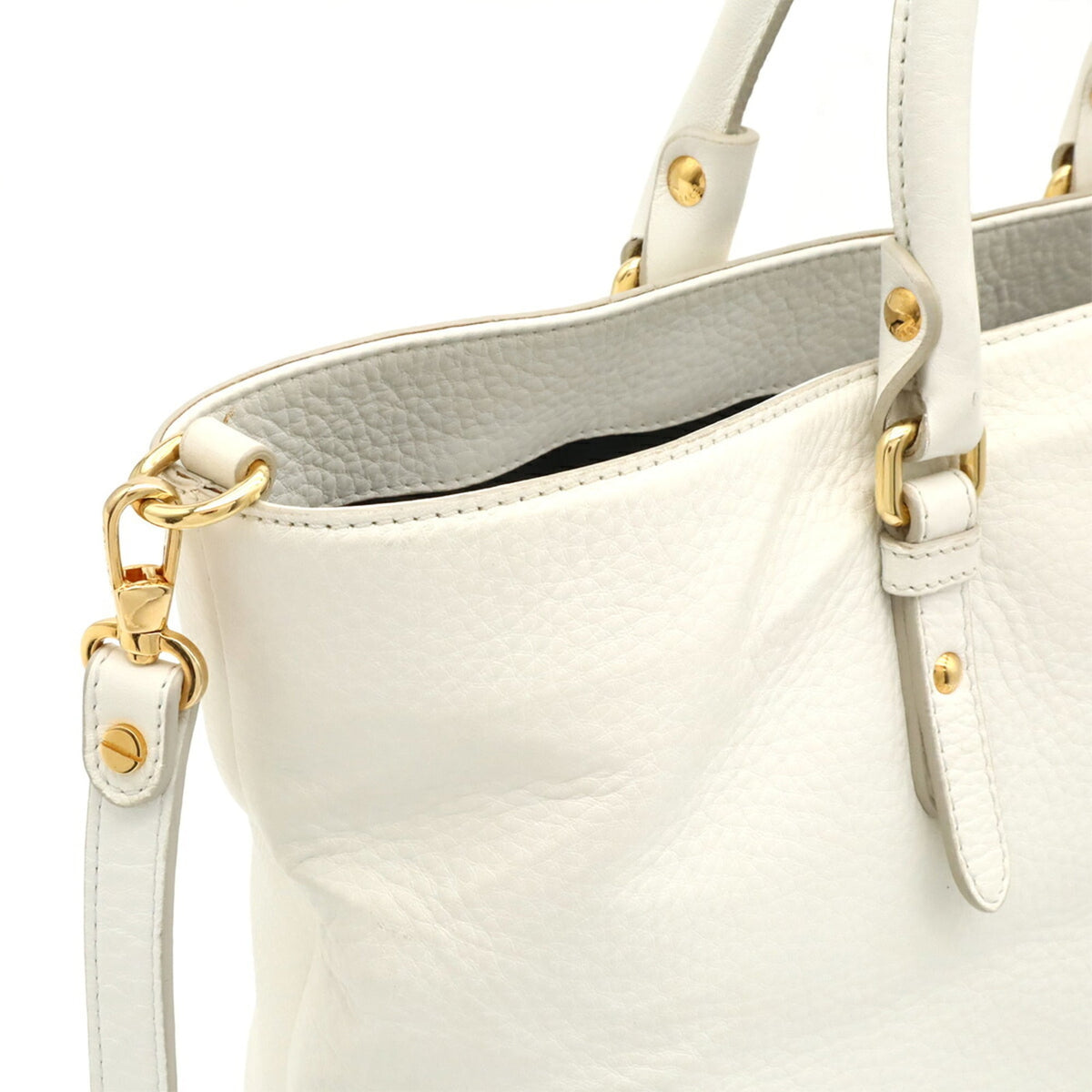 Versace White Leather Shoulder Bag Tote Bag (Pre-Owned)