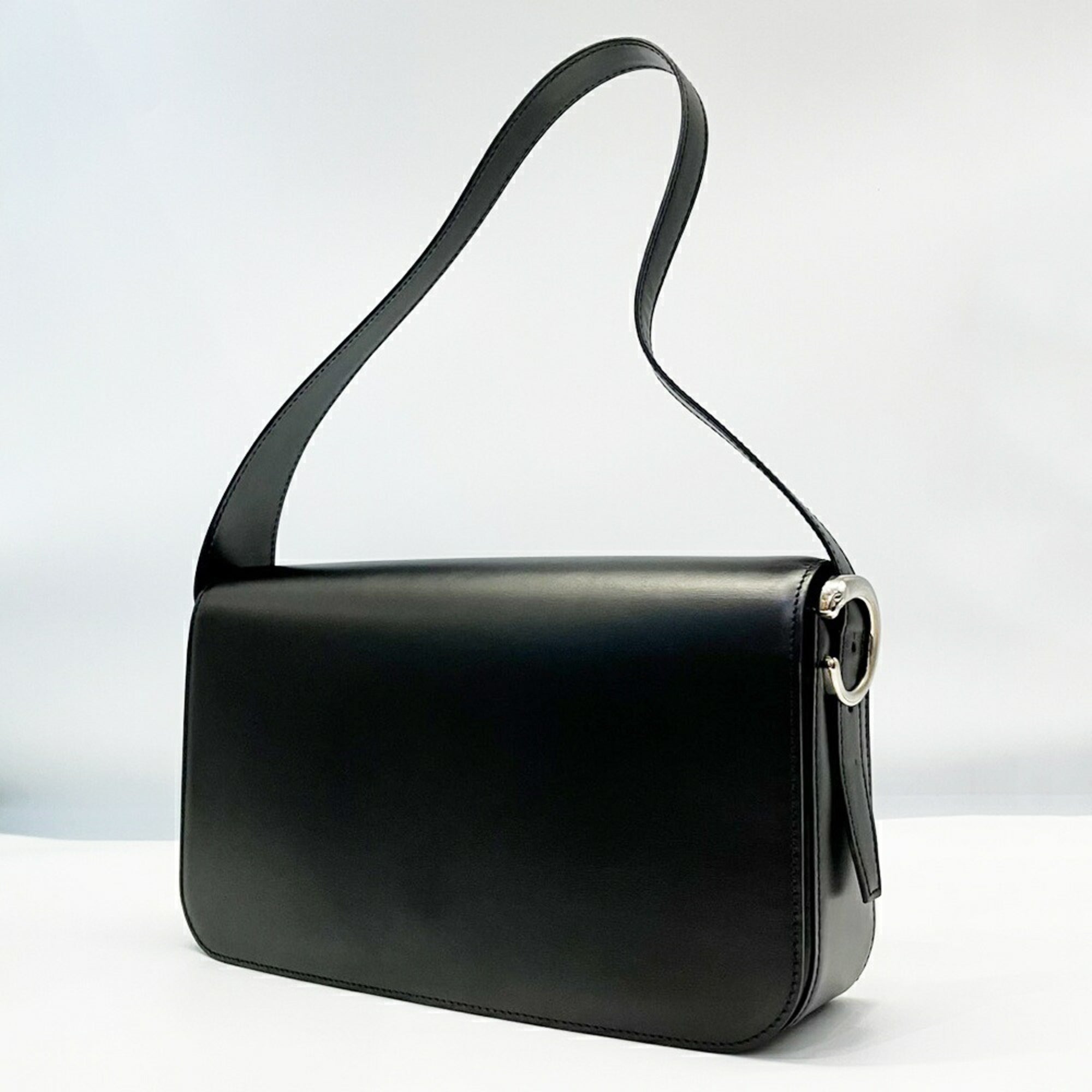 Cartier Panthère Black Leather Shoulder Bag (Pre-Owned)