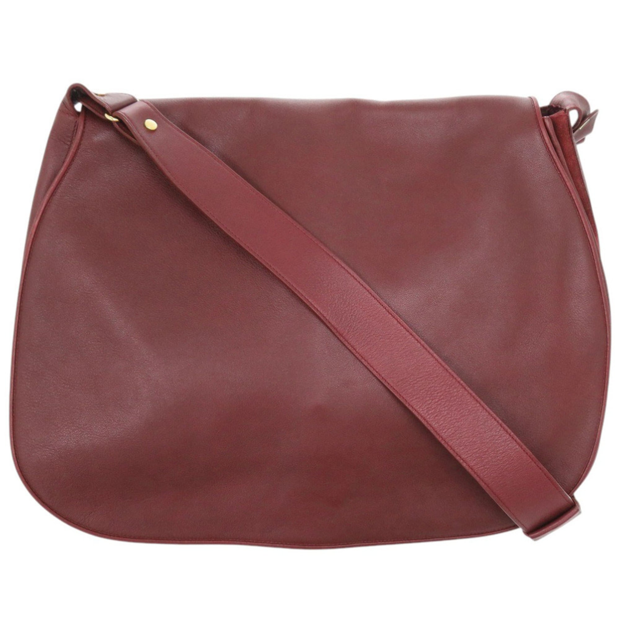 Cartier Bordeaux Red Color Leather Shoulder Bag (Pre-Owned)