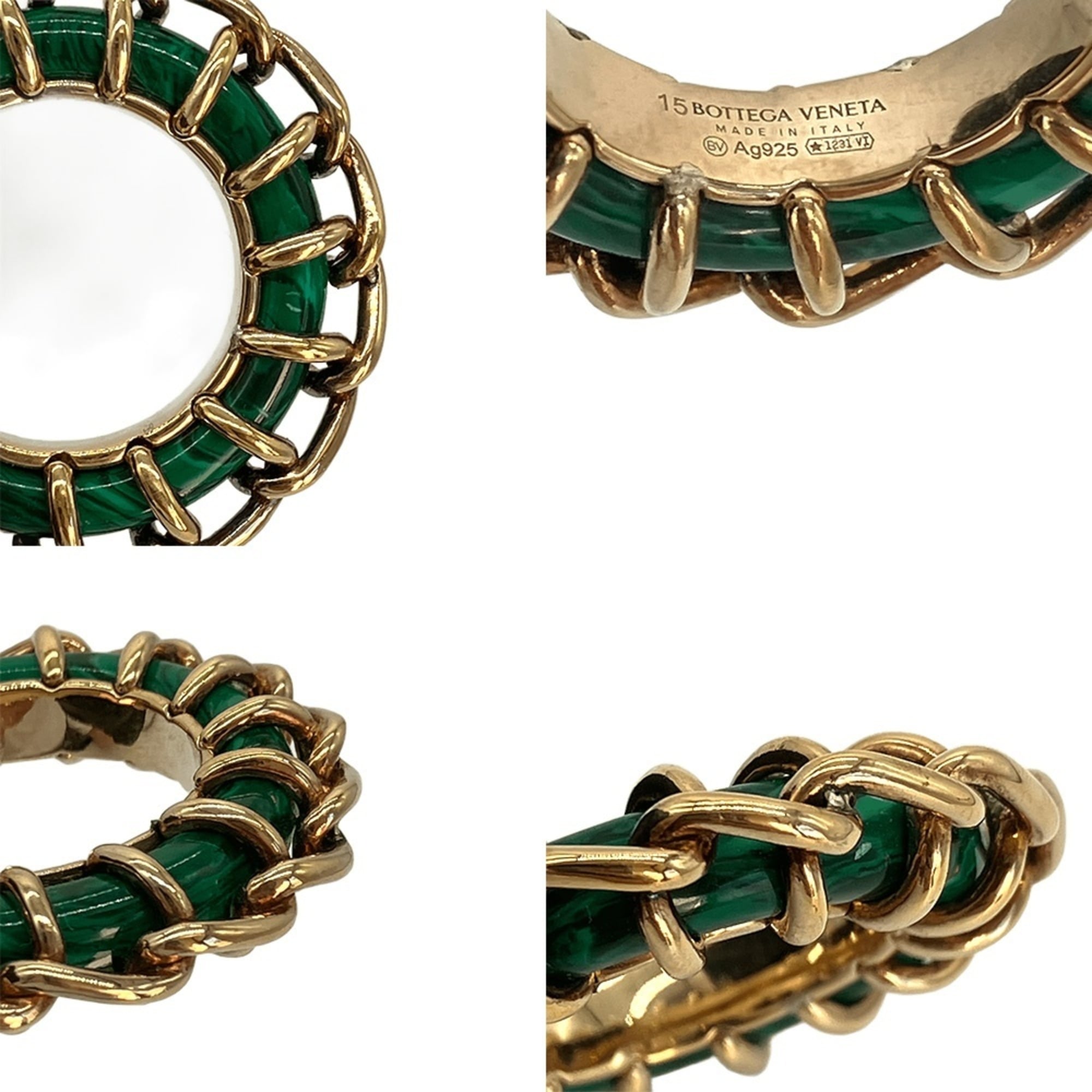 Bottega Veneta Green Resin Silver 925 Band Ring (Pre-Owned)