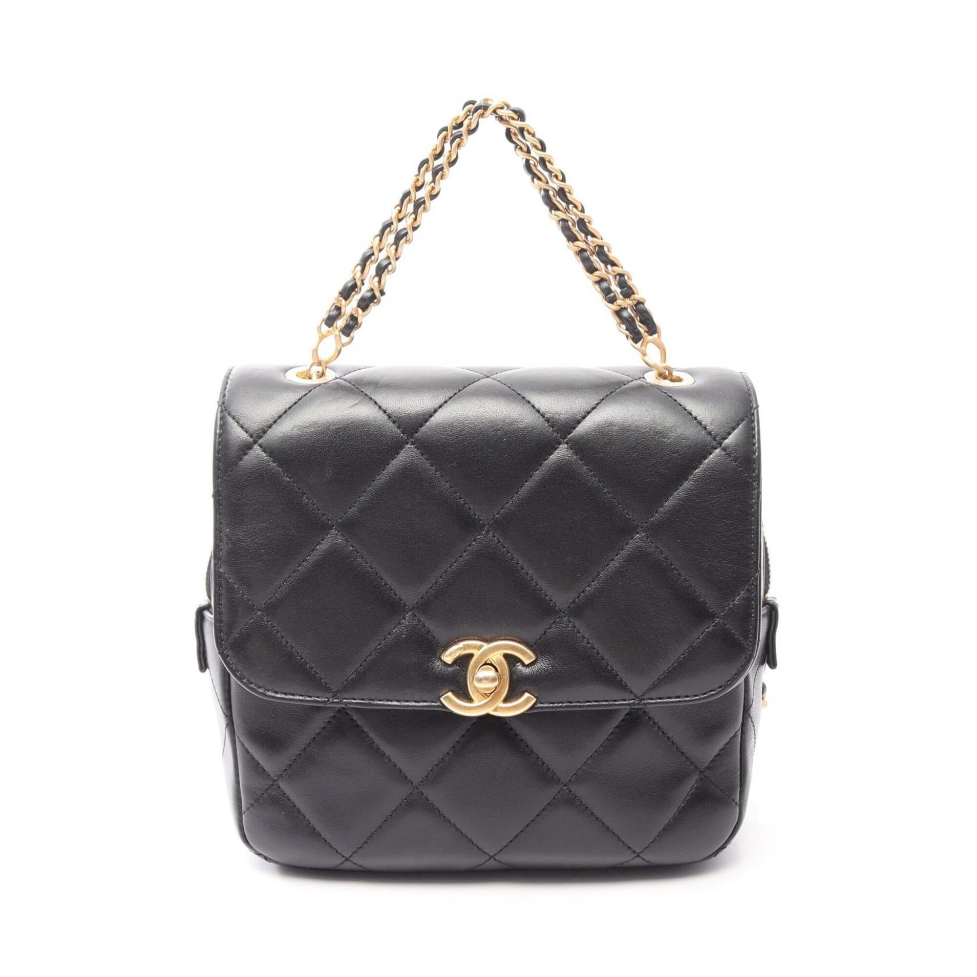 Chanel Black Leather Backpack Handbag (Pre-Owned)