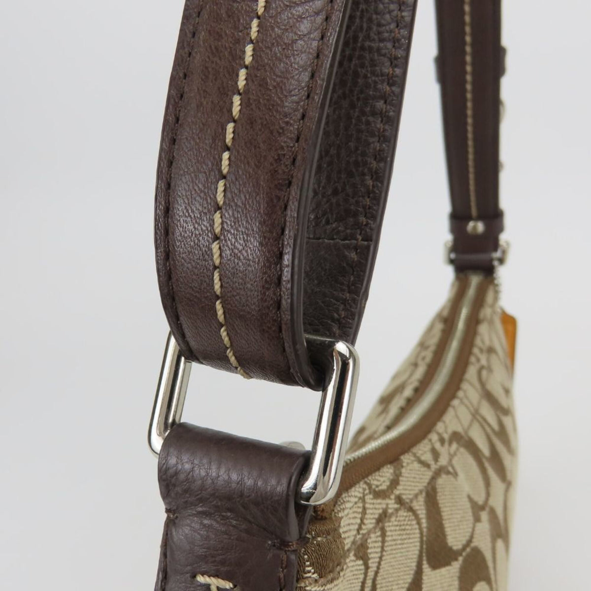 Coach Beige Brown Canvas Leather Shoulder Bag (Pre-Owned)