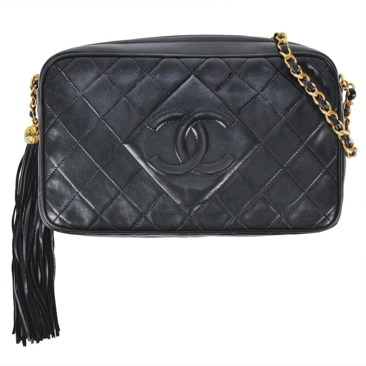 Chanel Matelasse Black Leather Shoulder Bag (Pre-Owned)