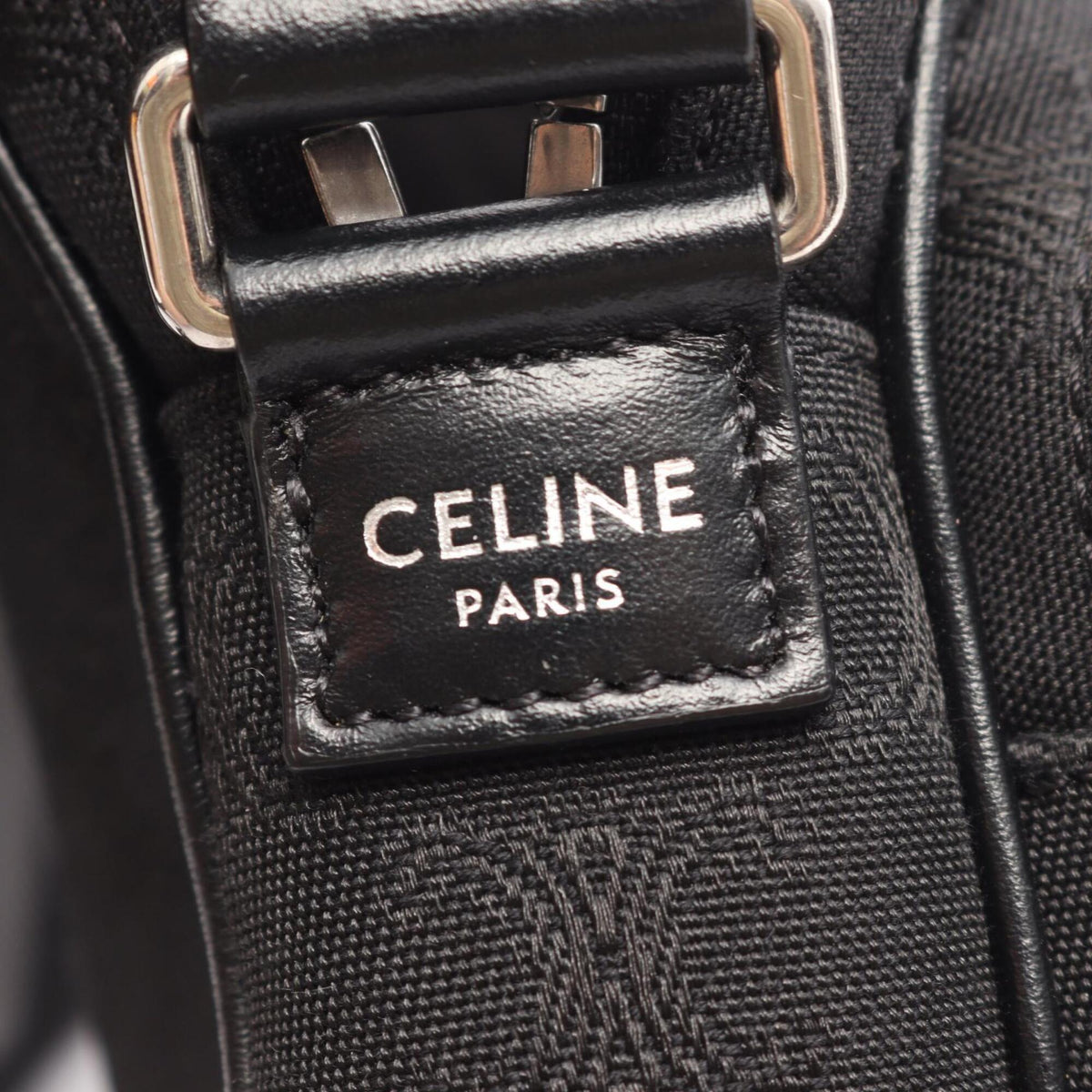 Celine Black Canvas Leather Messenger Bag Shoulder Bag (Pre-Owned)