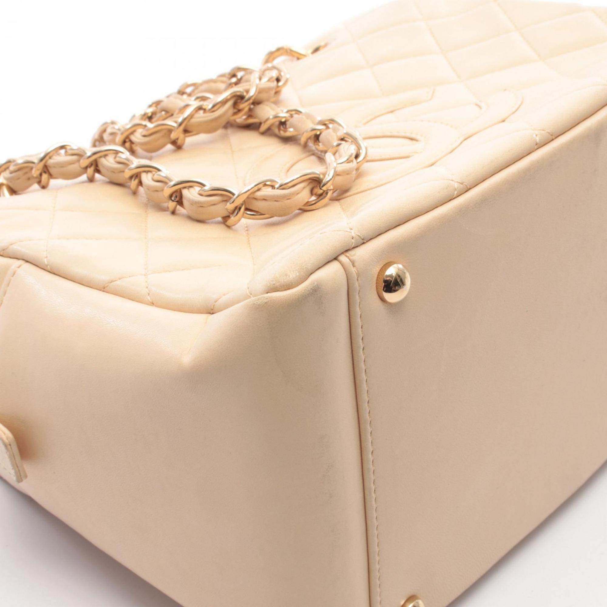 Chanel Beige Leather Handbag Shoulder Bag (Pre-Owned)