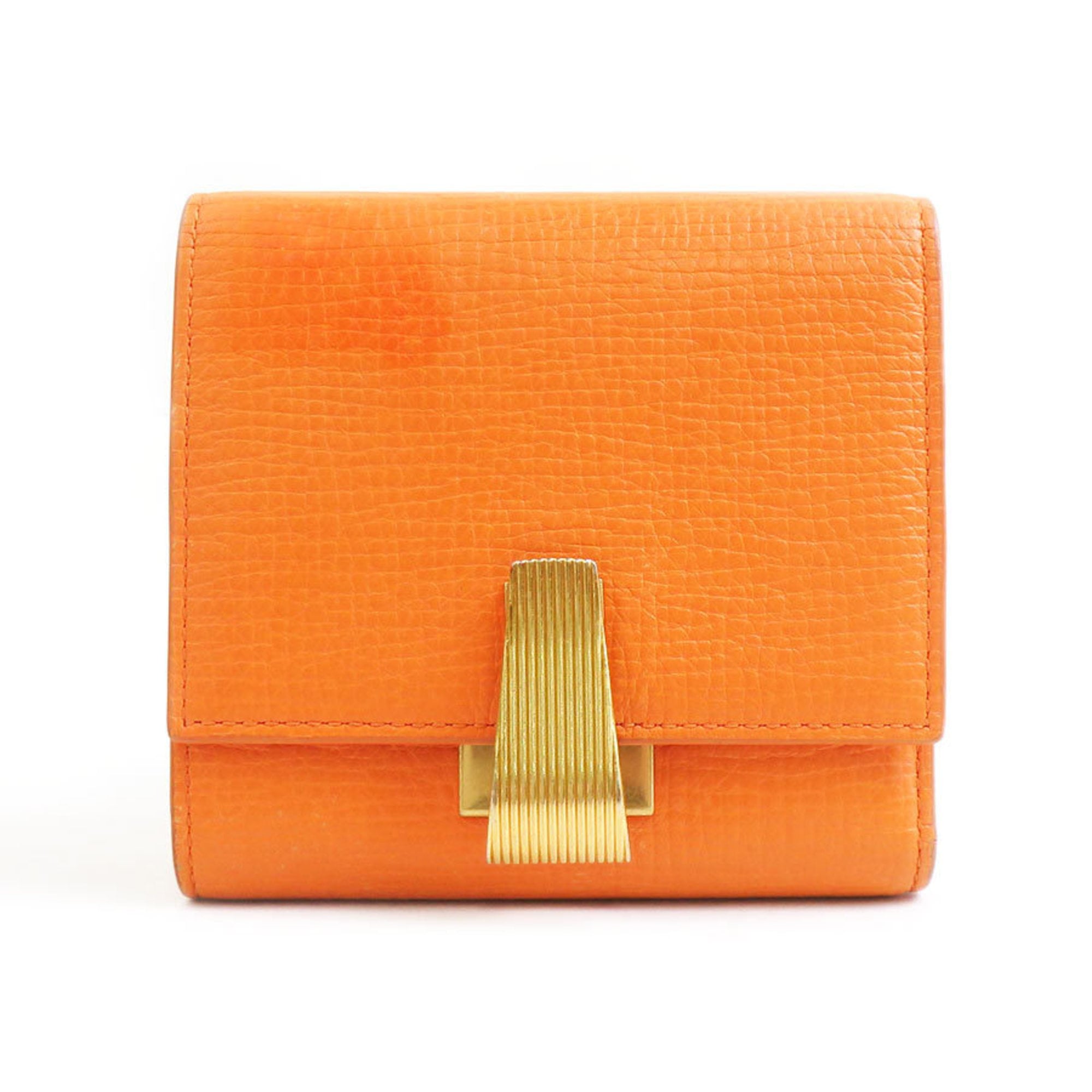Bottega Veneta Orange Leather Wallet (Tri-Fold) (Pre-Owned)