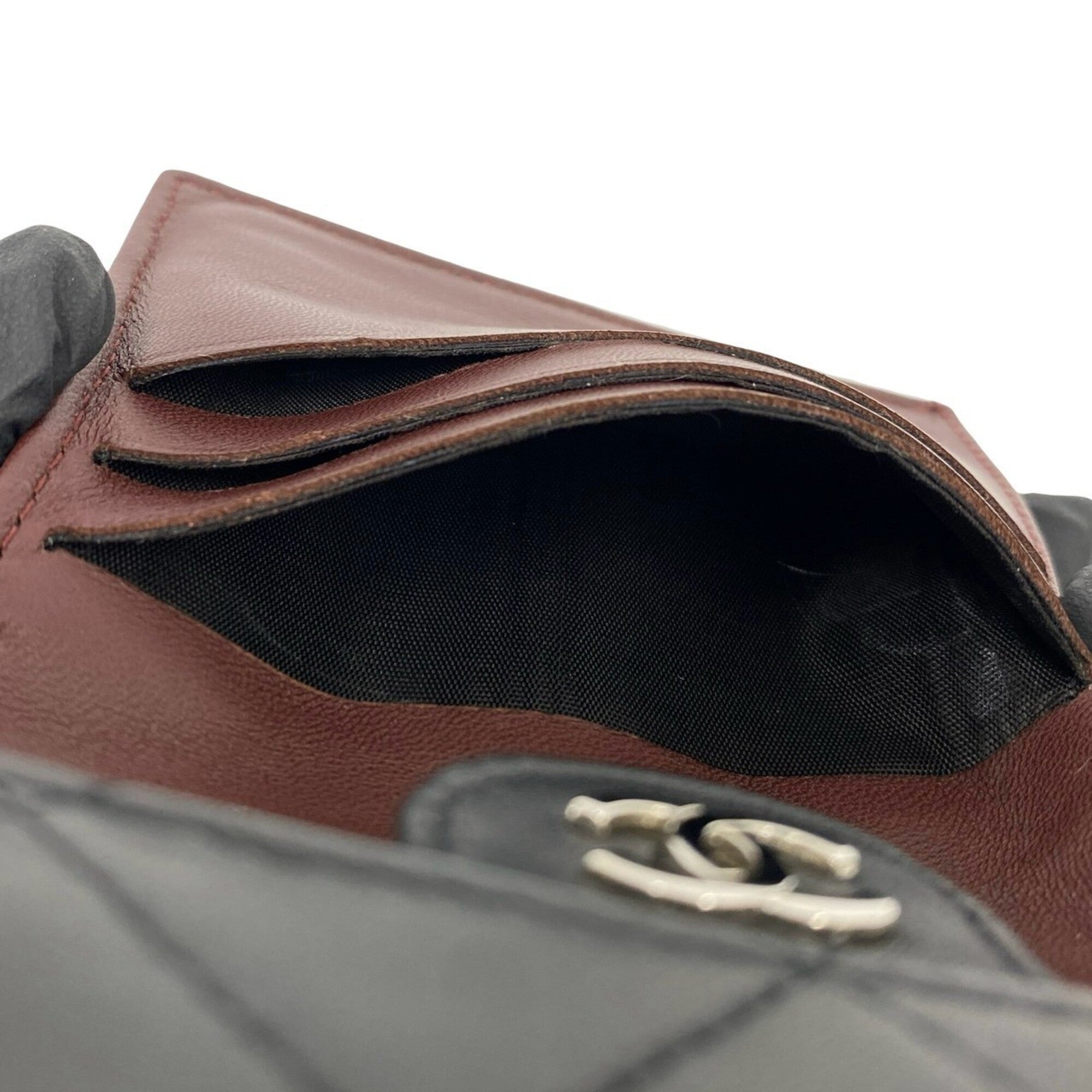 Chanel Black Leather Wallet (Tri-Fold) (Pre-Owned)