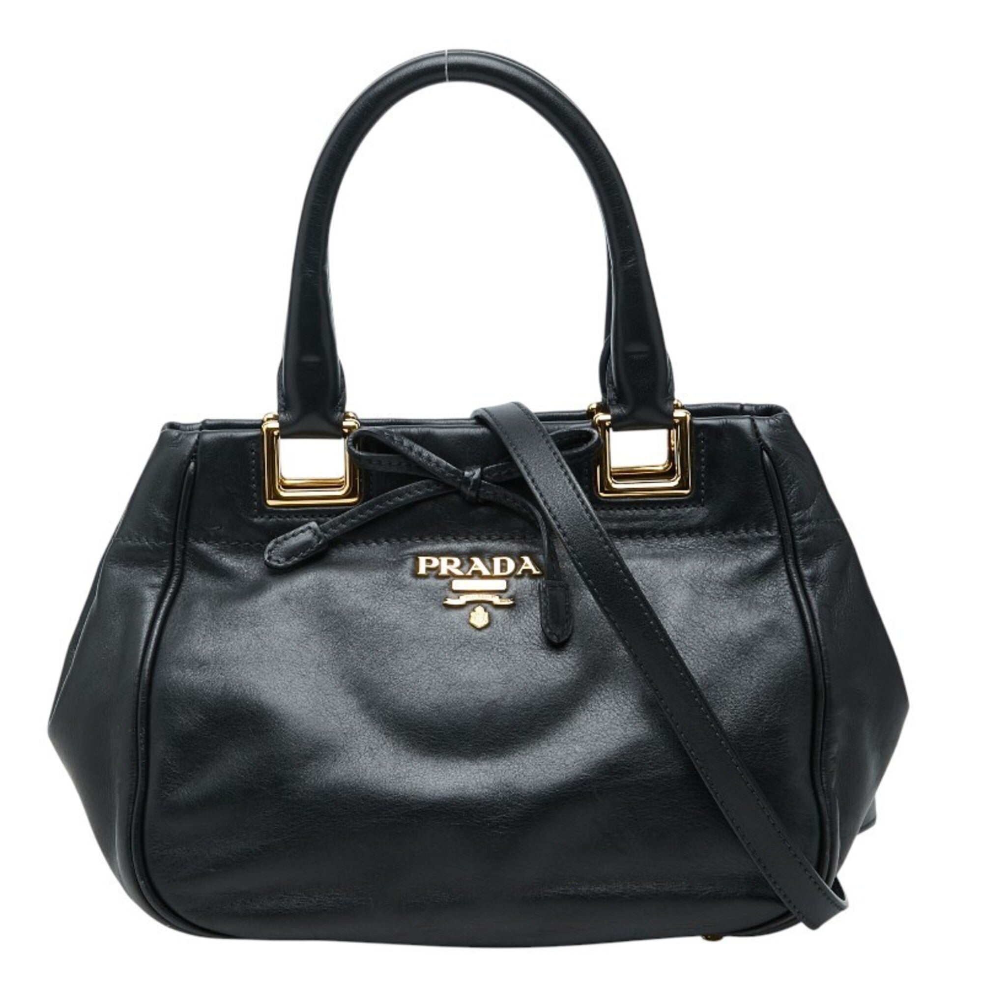 Prada Black Leather Handbag Shoulder Bag (Pre-Owned)