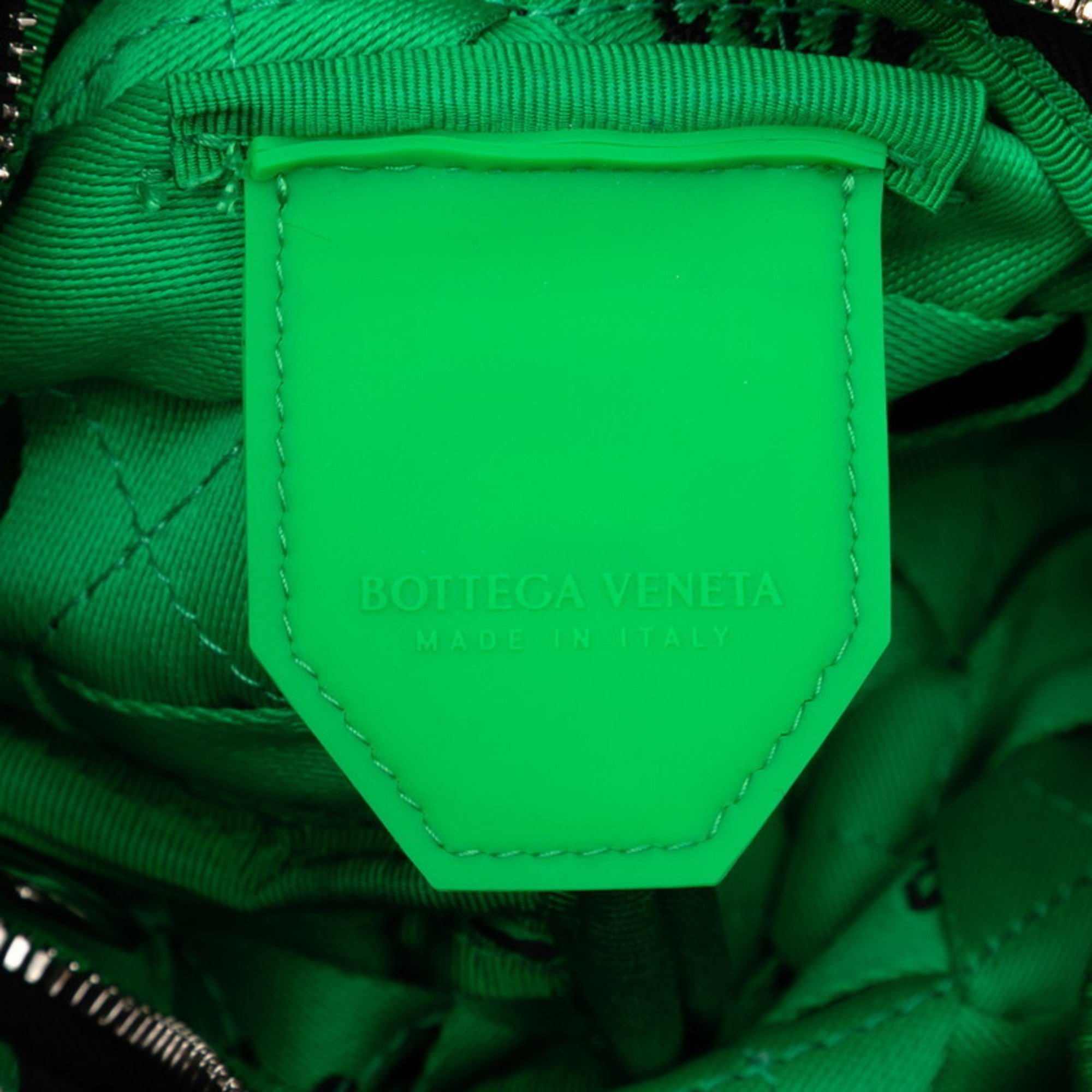 Bottega Veneta Black Green Polyester Handbag Shoulder Bag (Pre-Owned)
