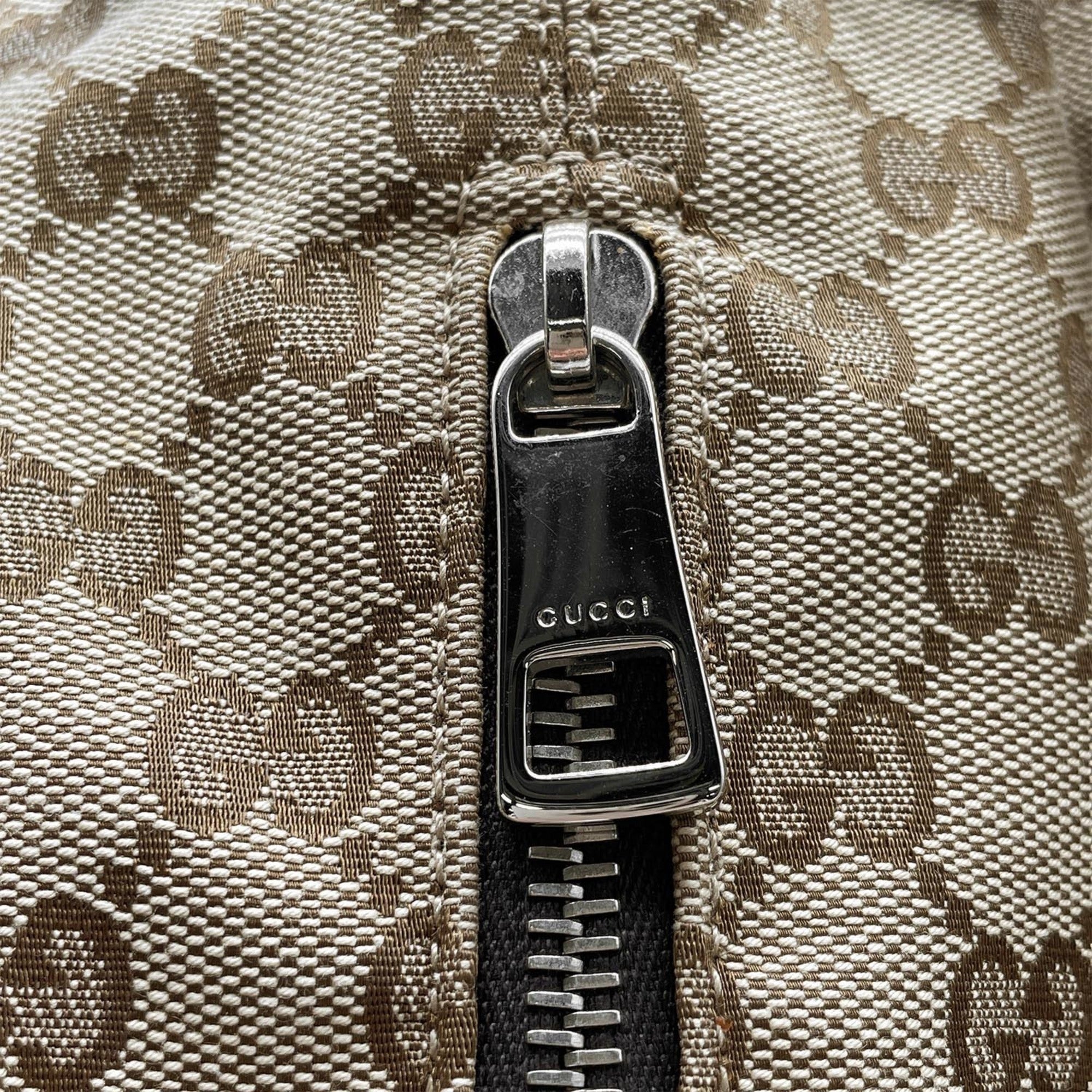 Gucci Brown Gg Canvas Leather Backpack (Pre-Owned)