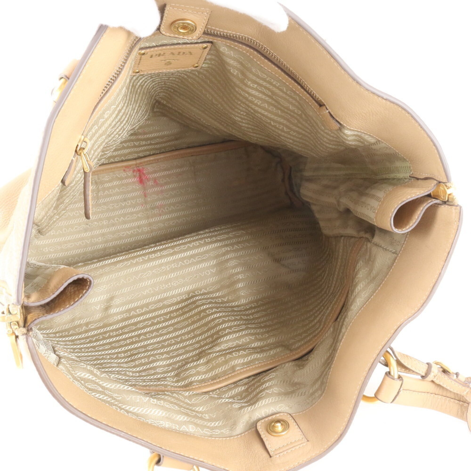 Prada Brown Leather Handbag Shoulder Bag Tote Bag (Pre-Owned)