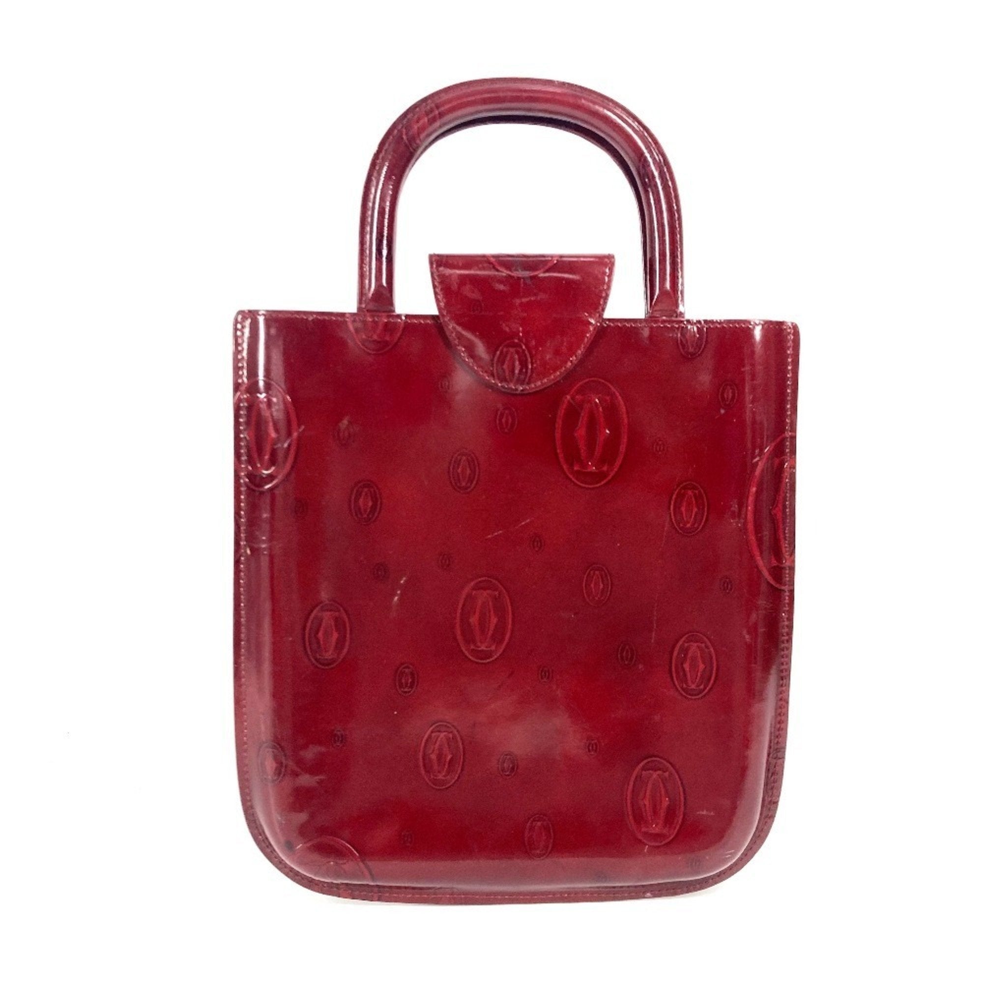 Cartier Happy Birthday Red Color Leather Handbag Tote Bag (Pre-Owned)