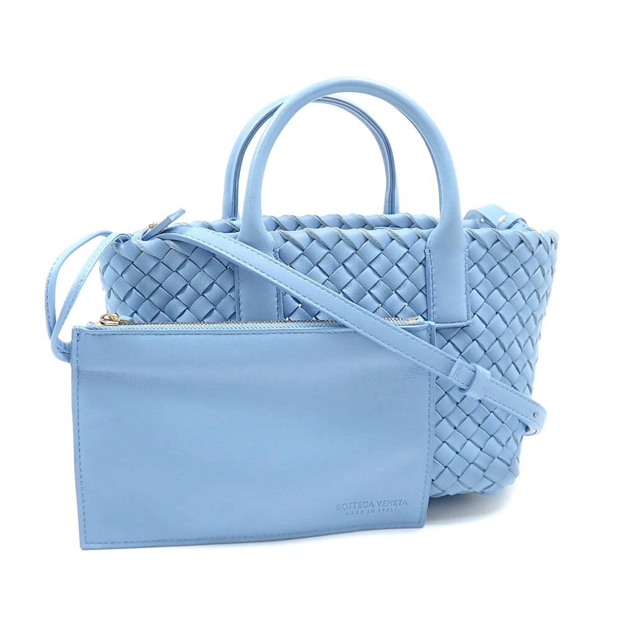 Bottega Veneta Light Blue Intrecciato Handbag (Pre-Owned)